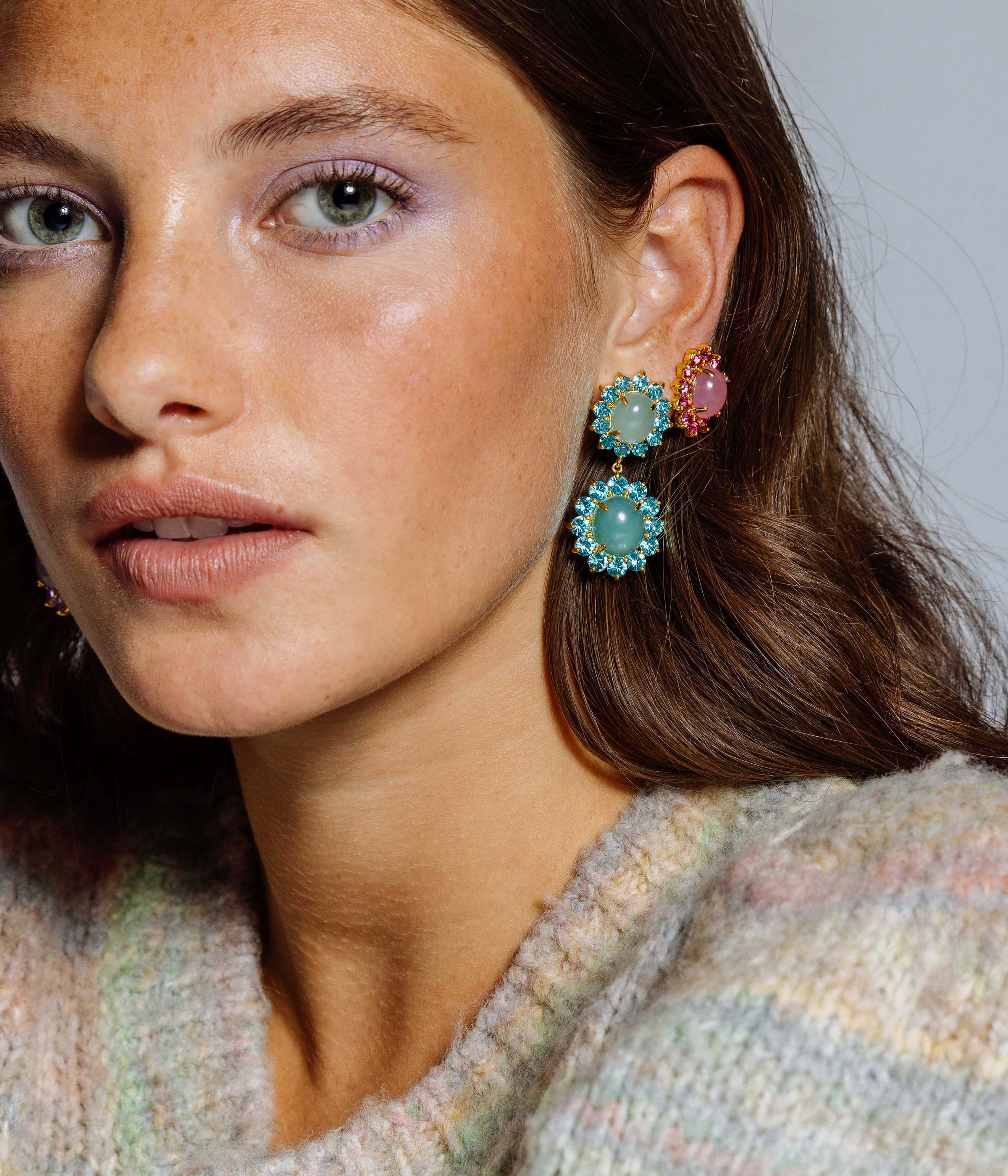 Georgie Drop Earrings in Aqua
