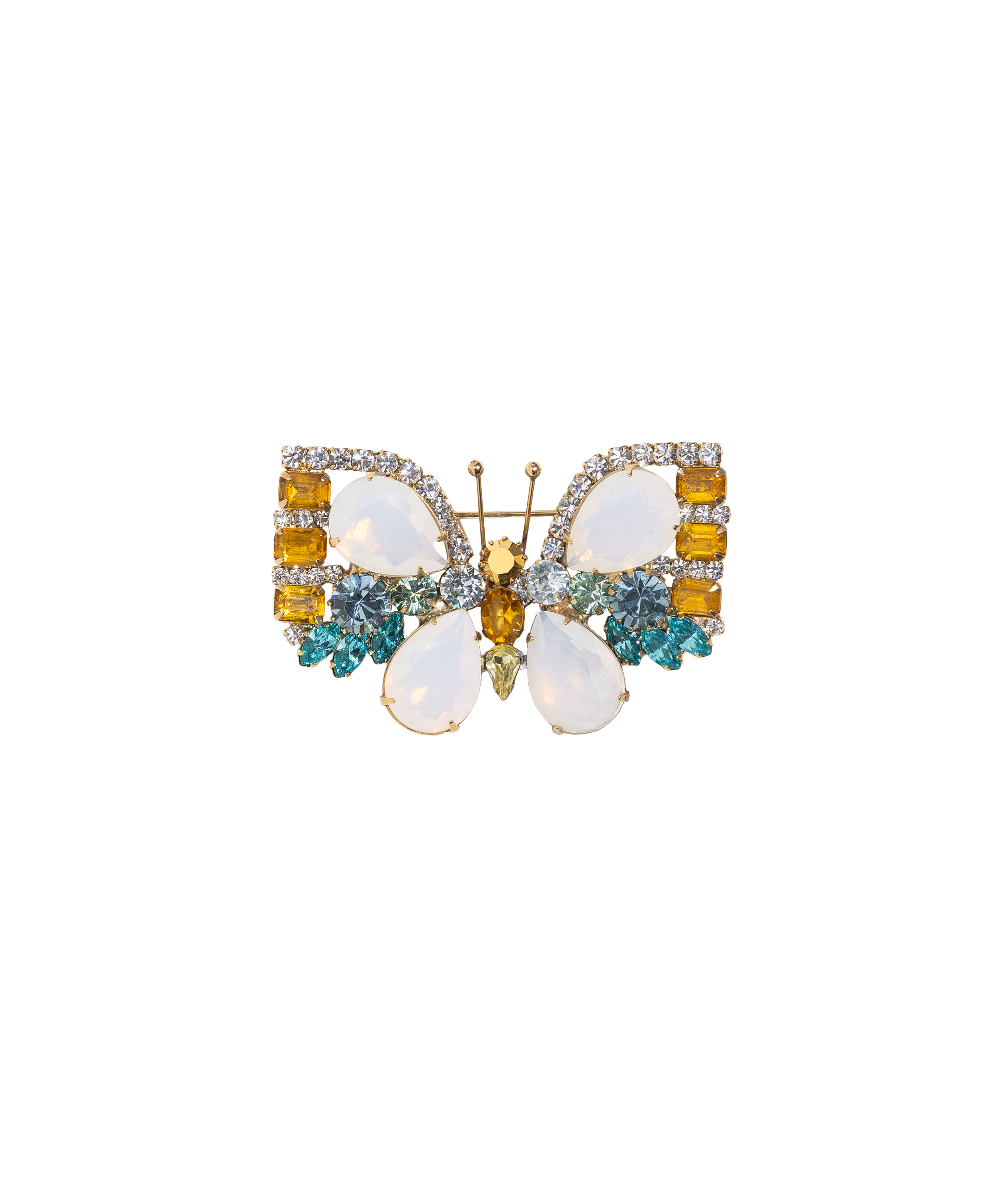 Small Butterfly in White Opal / Topaz / Smoked Sapphire