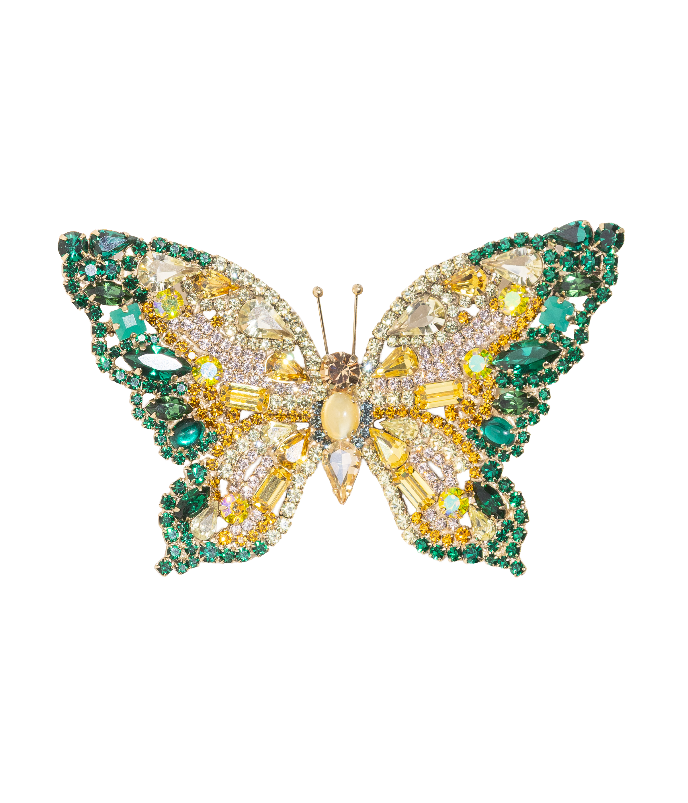 X-Large Butterfly in Emerald / Light Topaz / Citrine AB