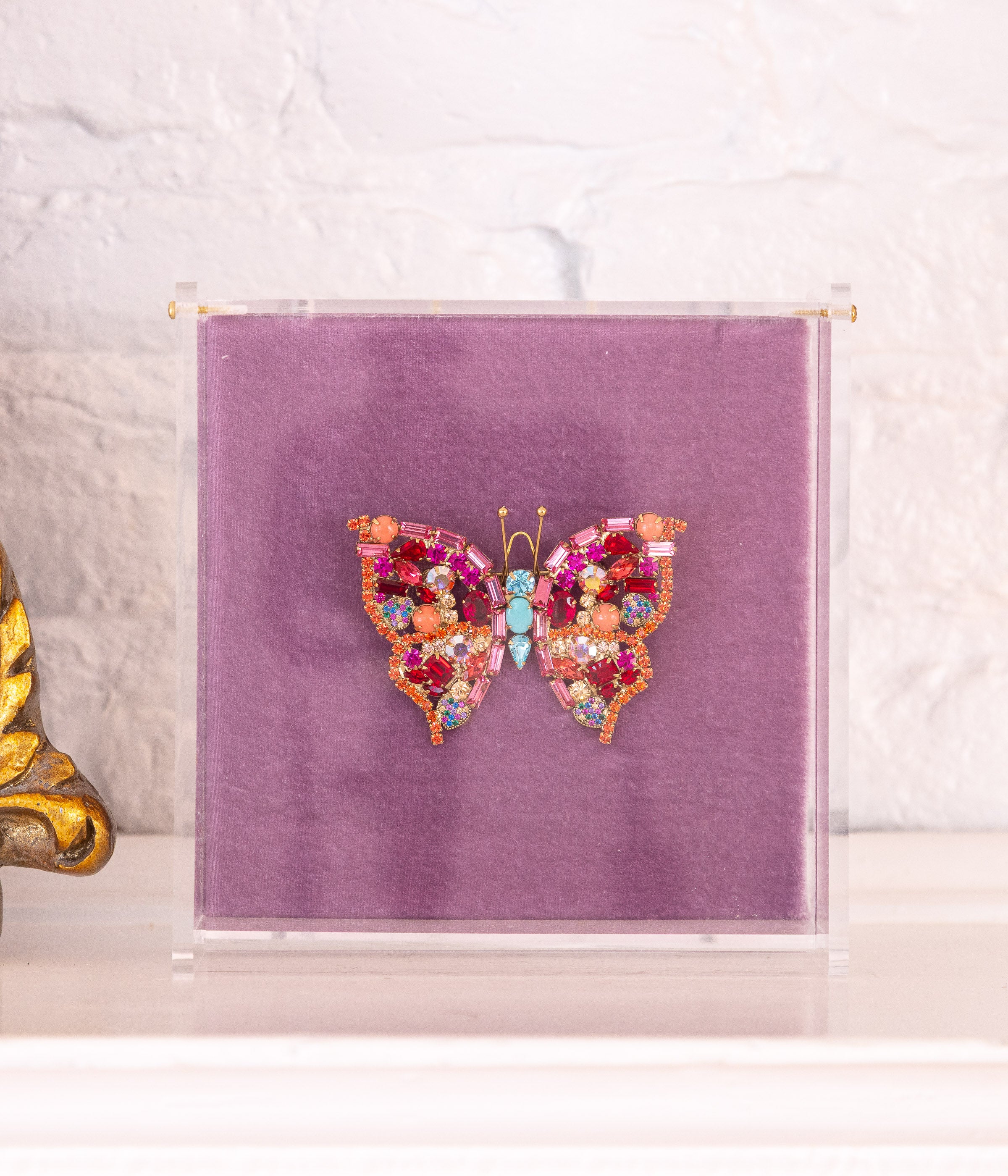 Small Butterfly in Light Padparadscha / Coral / Turquoise