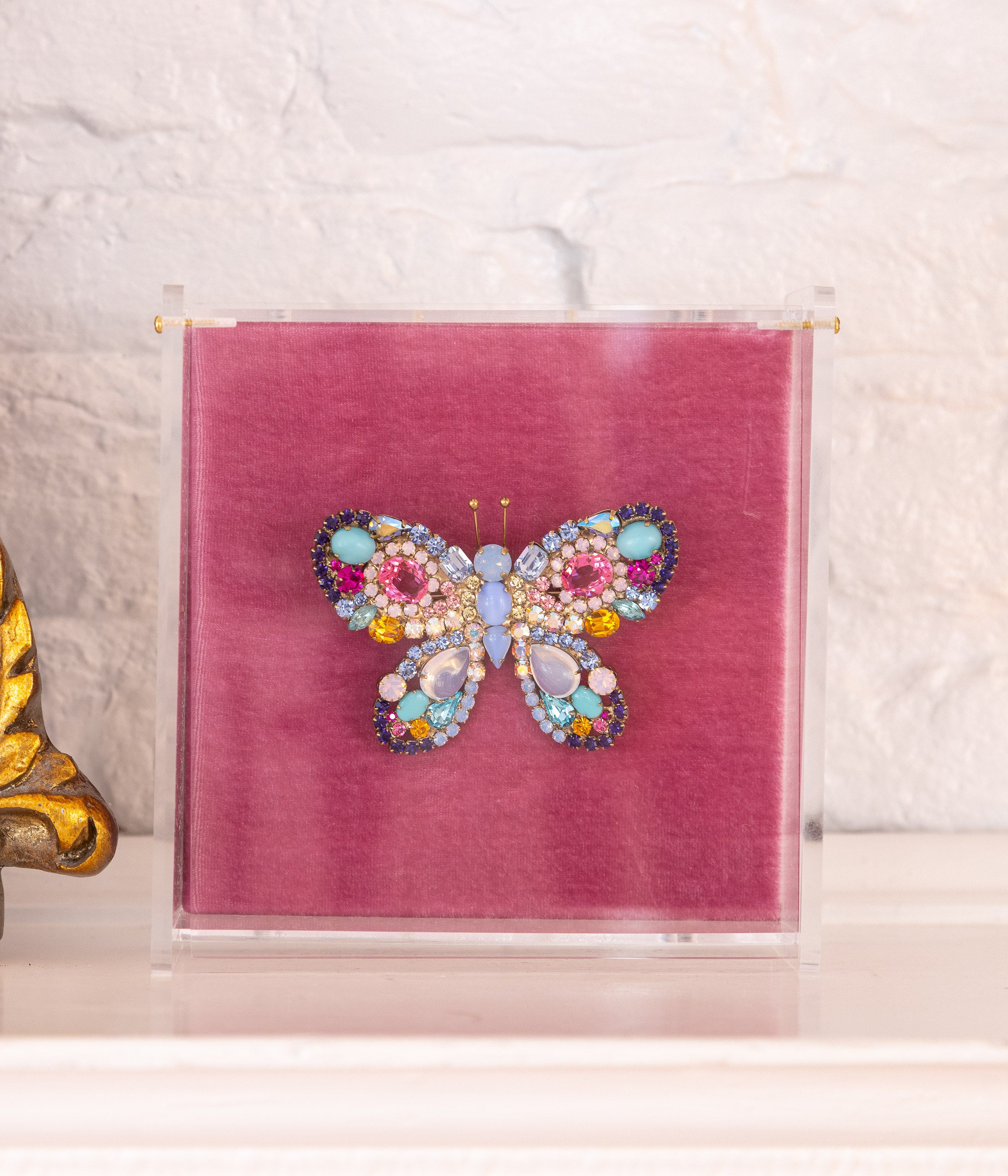 Medium Butterfly in Rose / Turquoise / White Opal