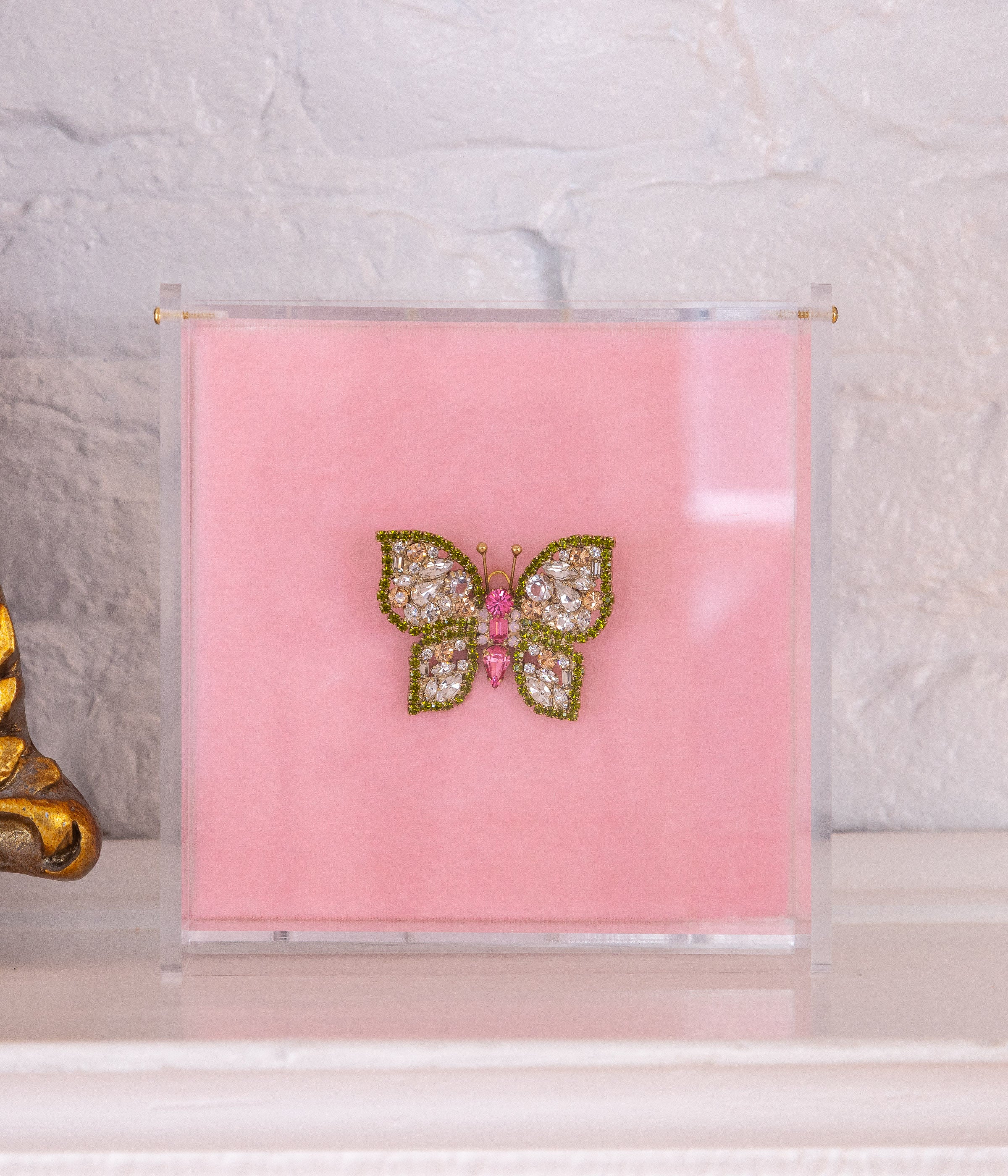 Small Butterfly in Olivine / Rose / Crystal