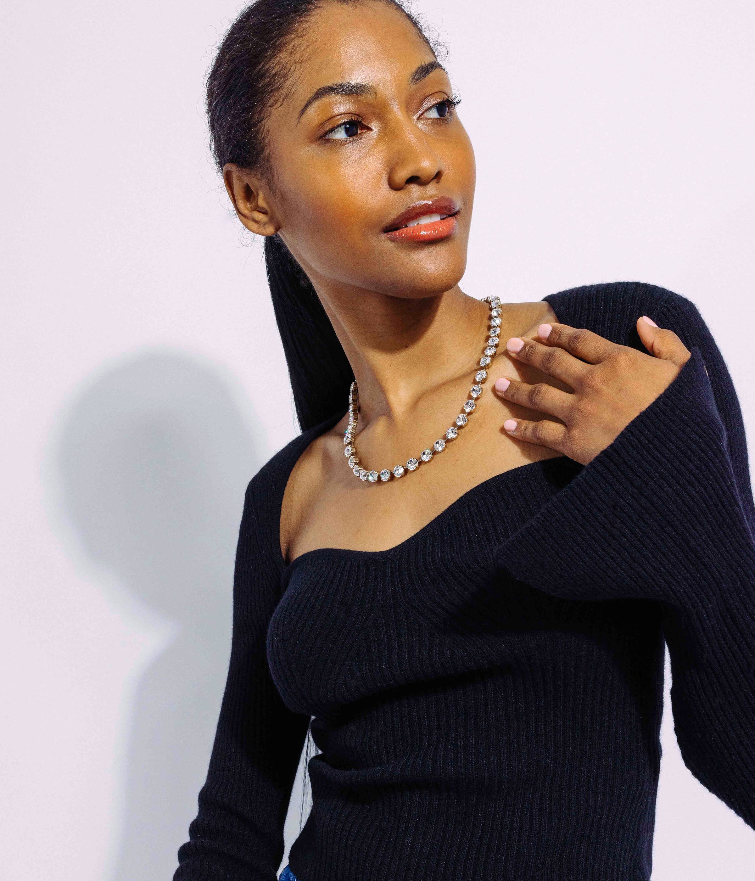 Arista Slider Necklace in Crystal - Loren Hope