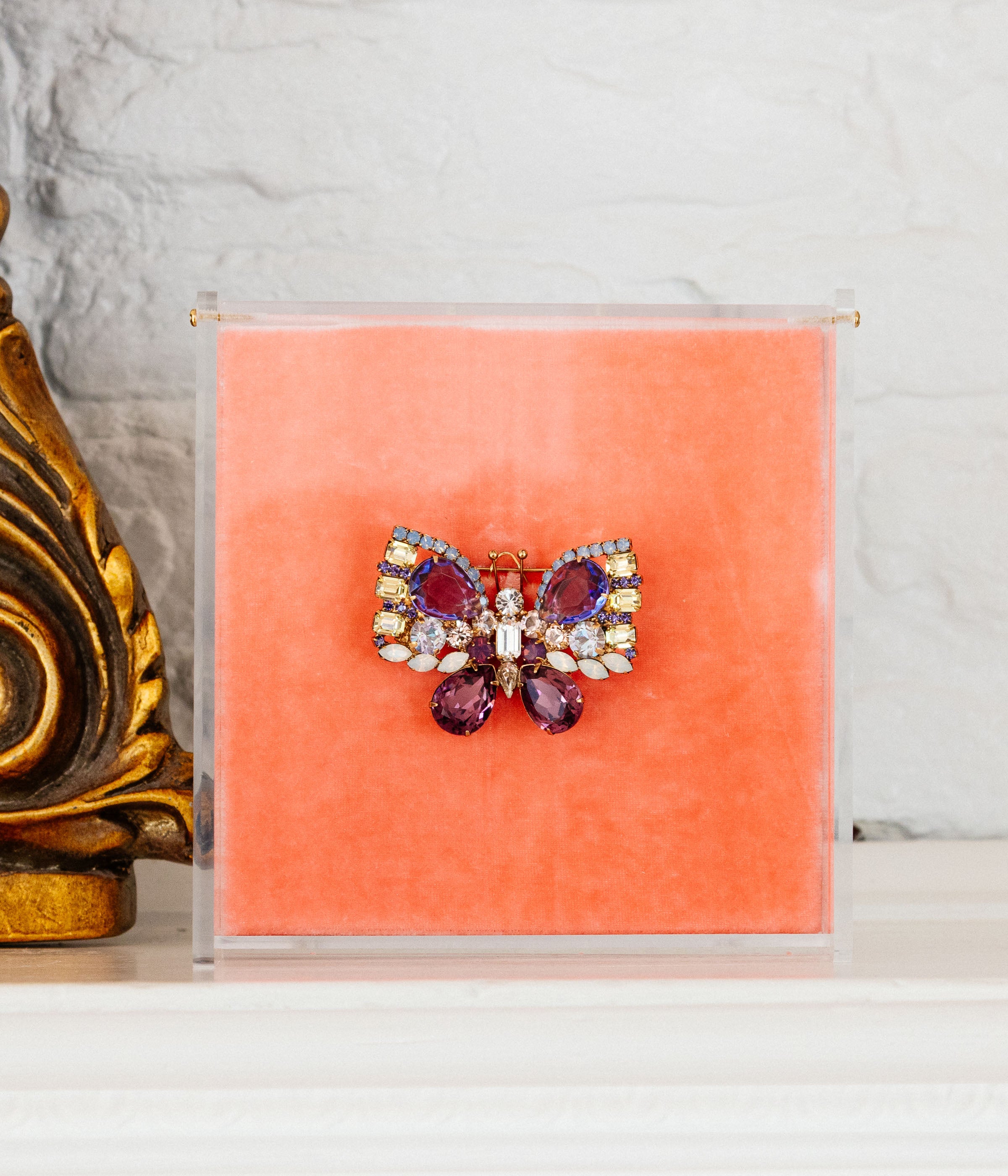 Small Butterfly in Amethyst / Jonquil / White Opal