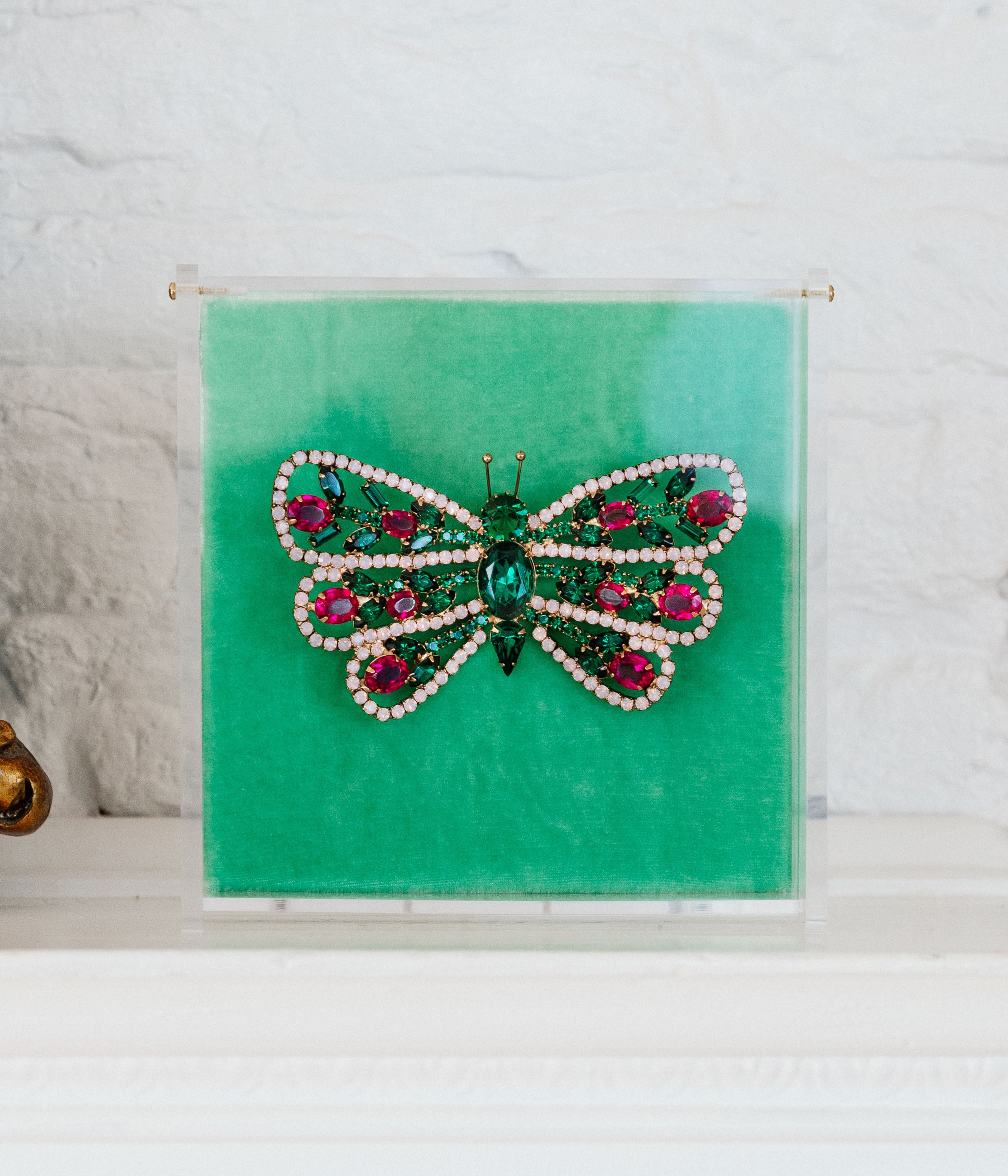 X-Large Butterfly in White Opal / Emerald / Ruby