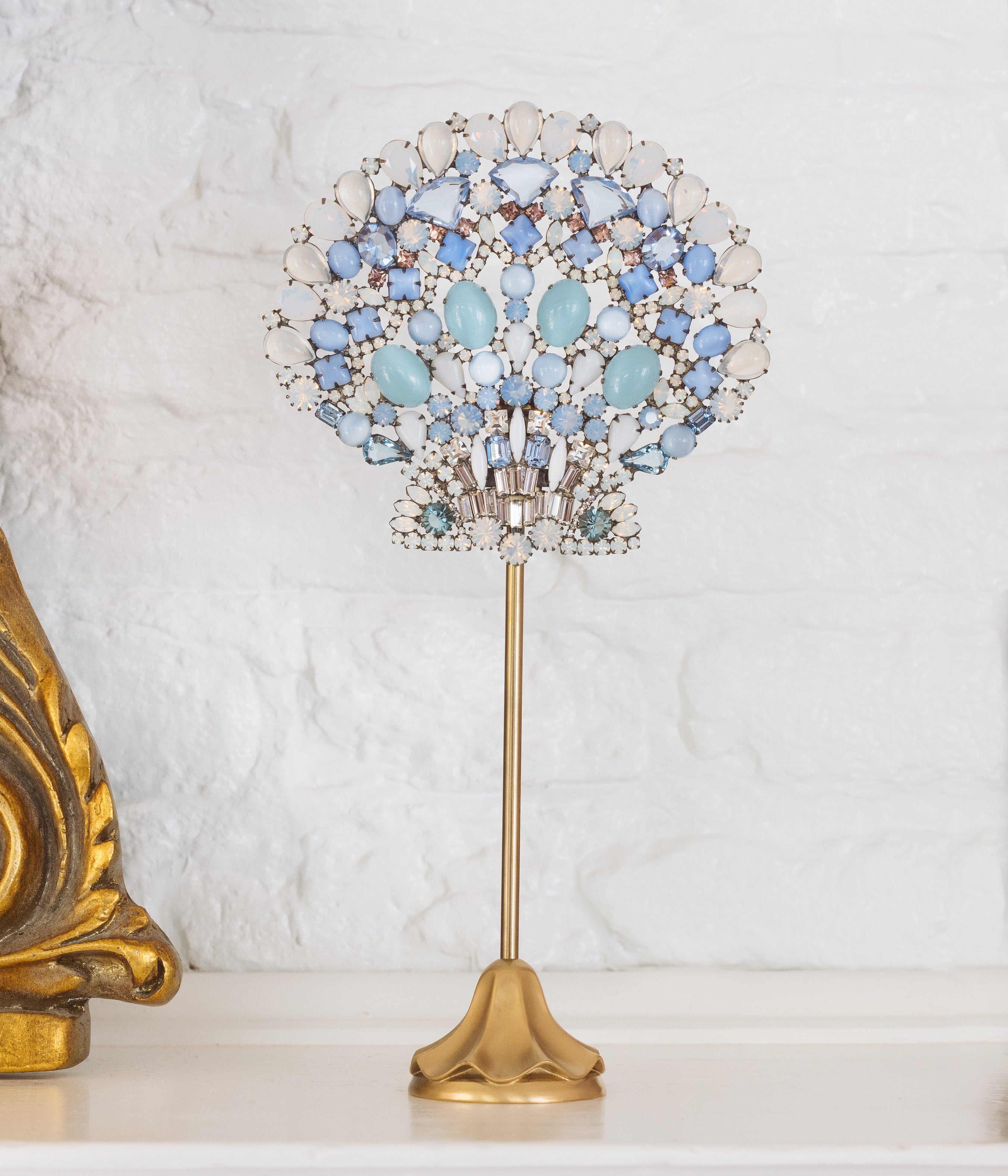 Large Scallop Shell Specimen in Blue and White