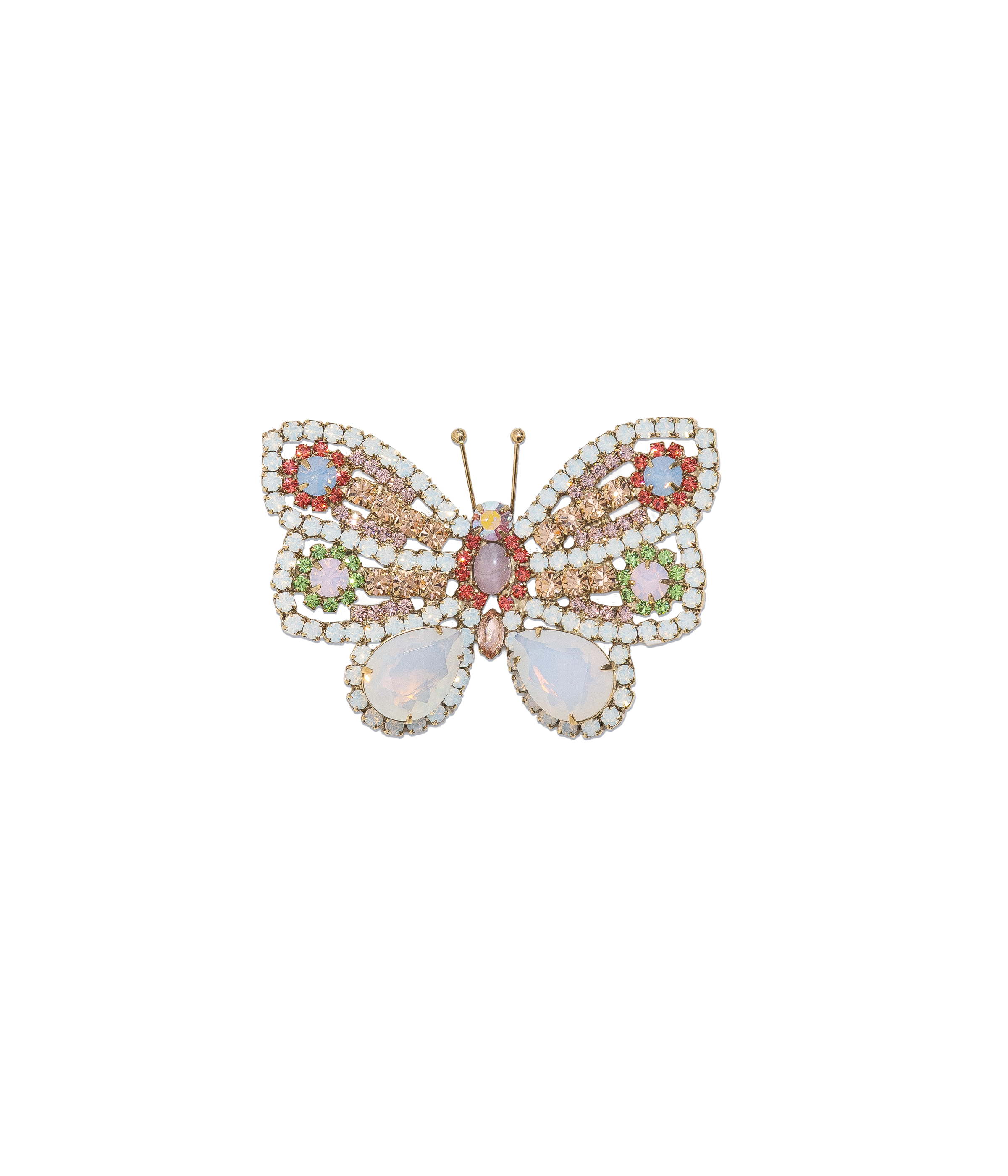 Small Butterfly in White Opal / Padparadscha / Peridot