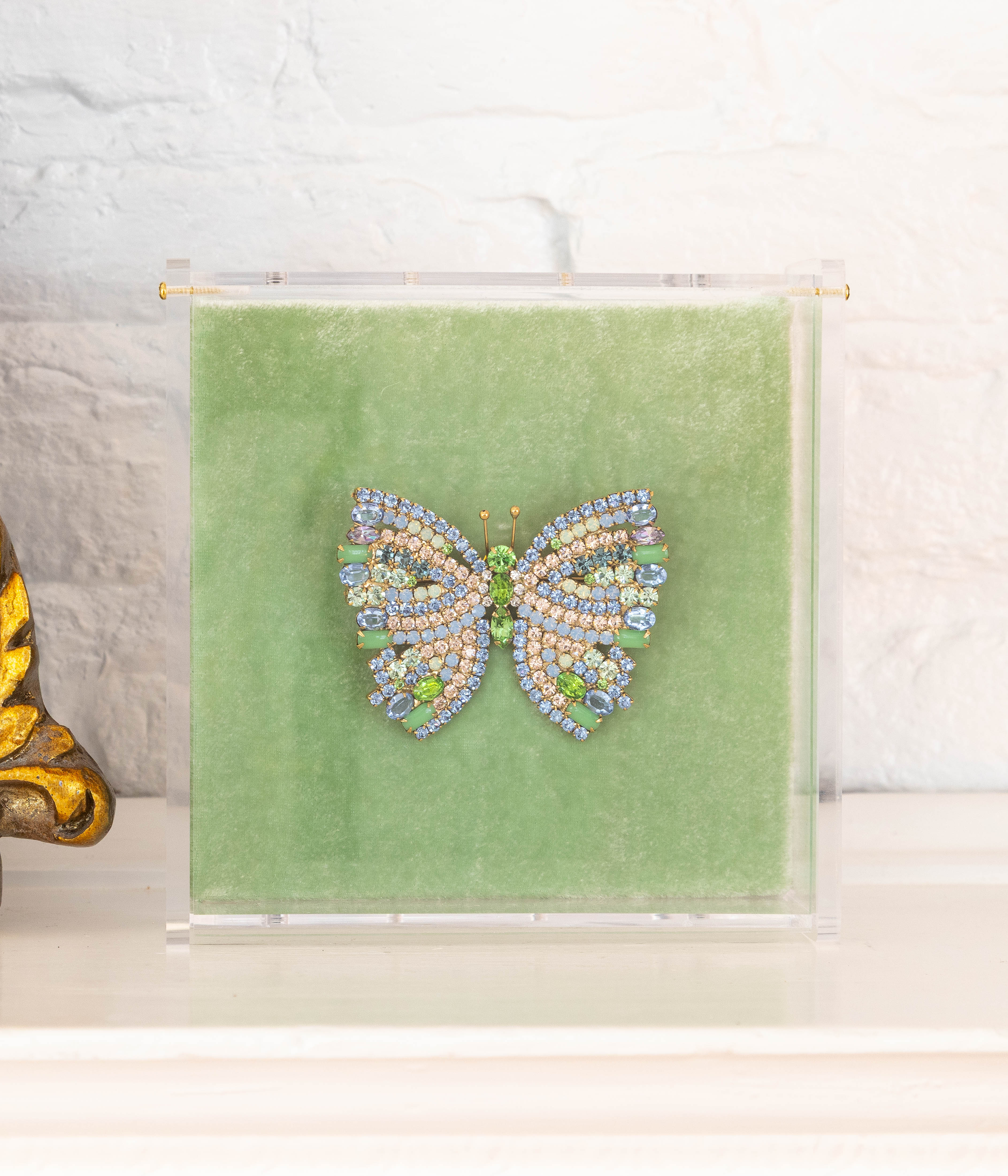Medium Butterfly in Peridot / Air Blue Opal / Vintage Rose