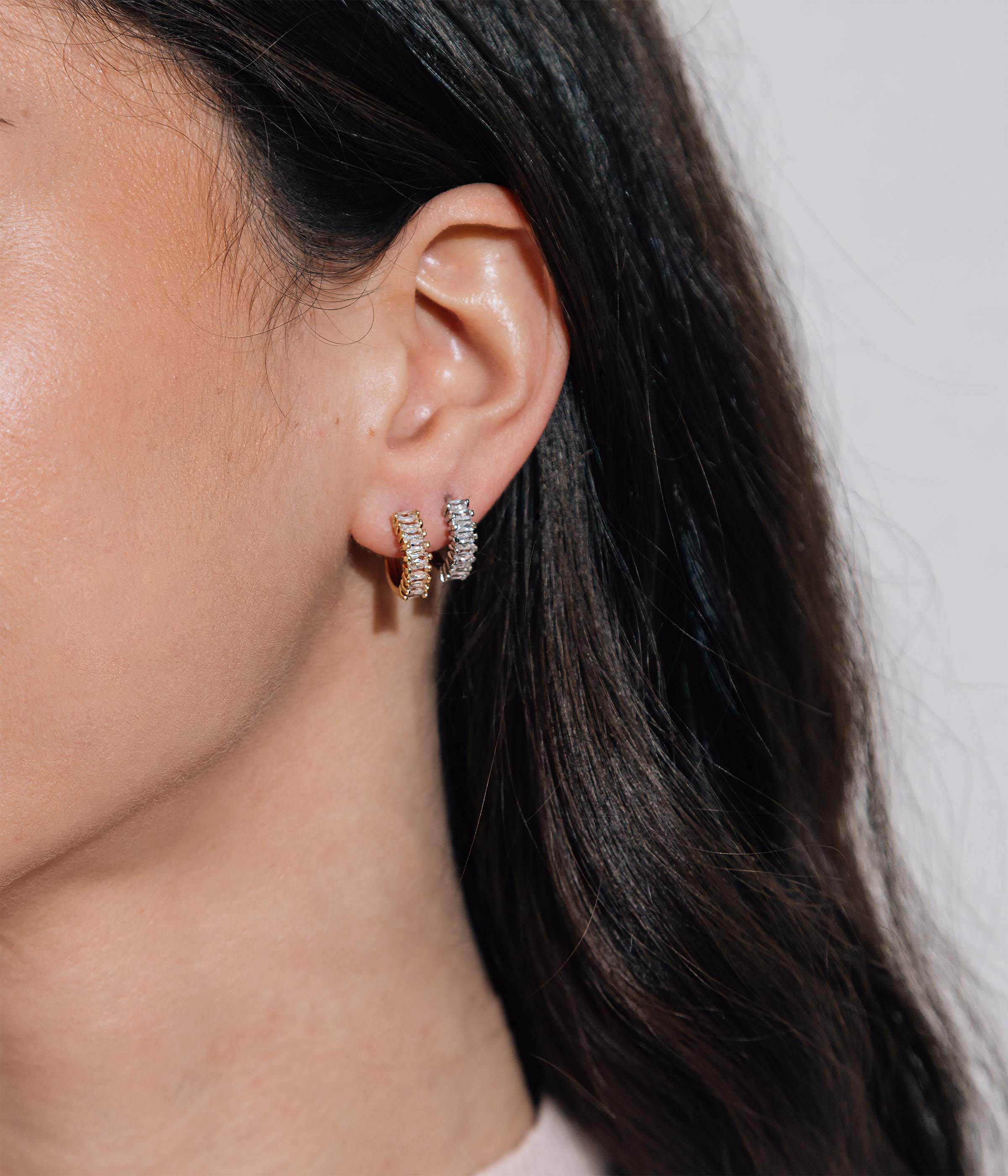 Elowen Huggie Hoops in Silver