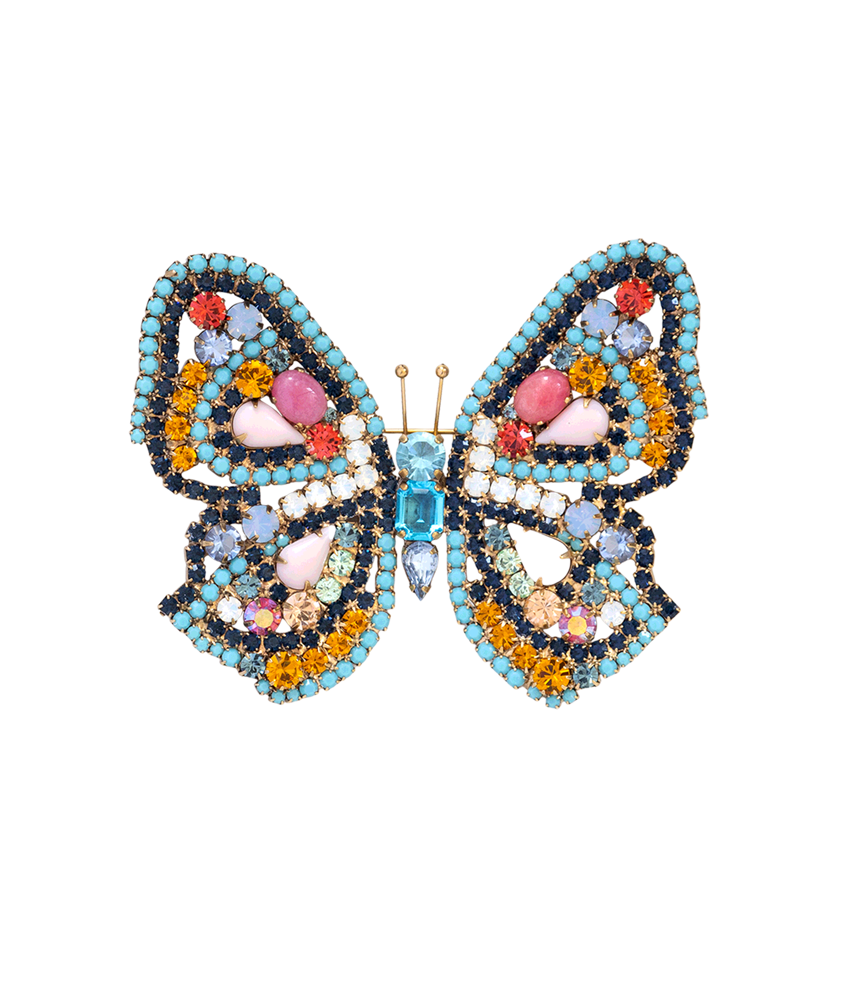 X-Large Butterfly in Turquoise / Topaz / White Opal / Jet