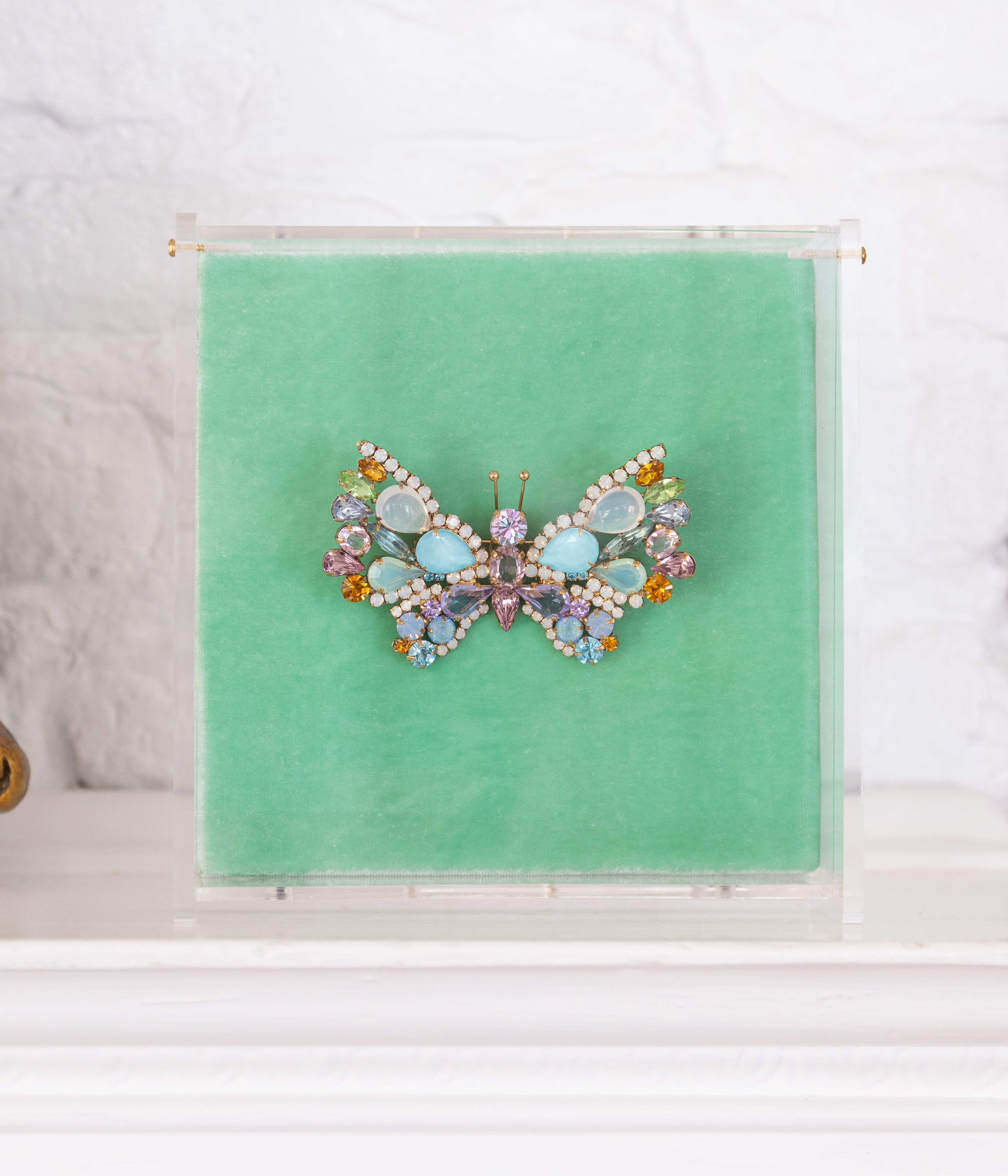 Small Butterfly in White Opal / Turquoise / Amethyst