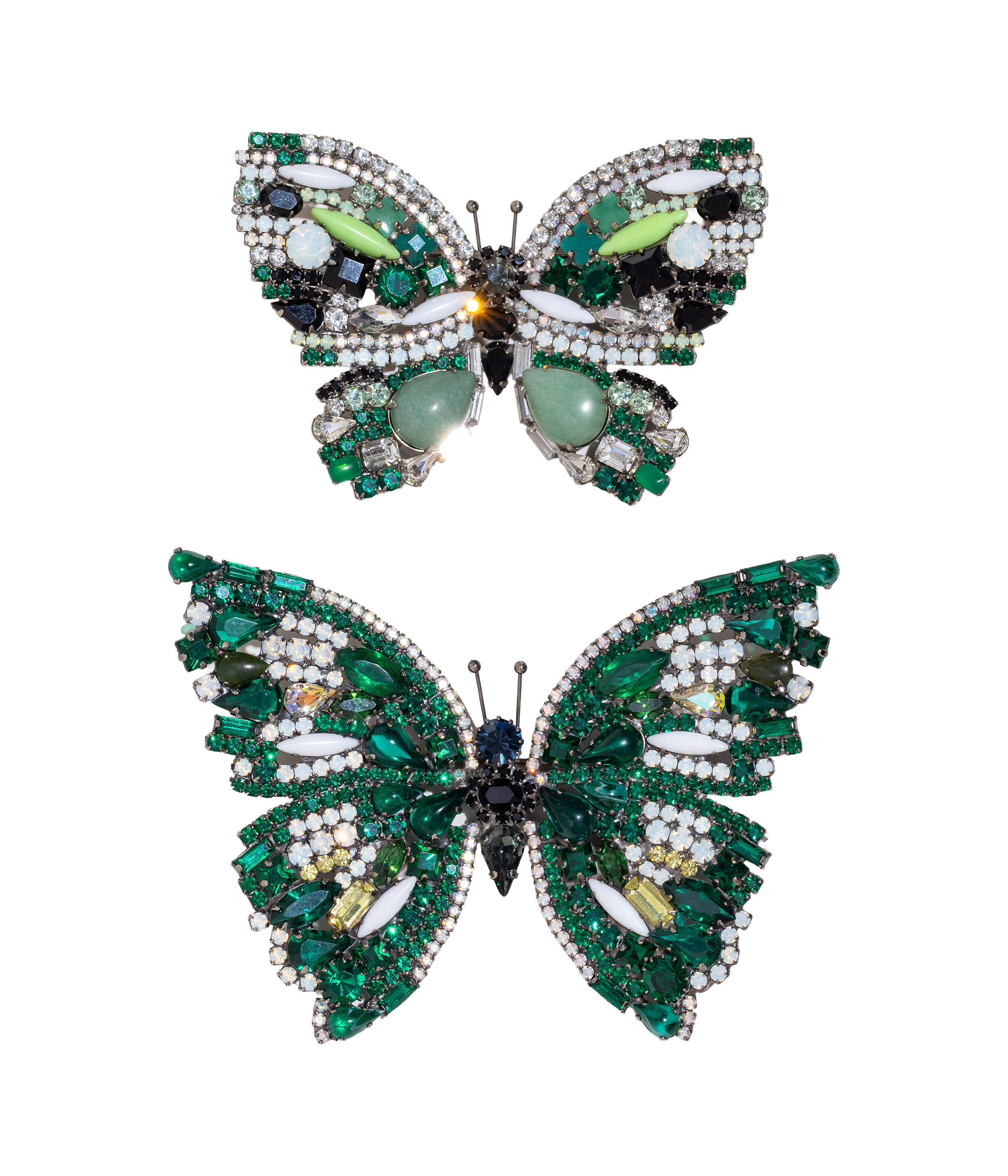 Butterfly Duo in Aventurine / Emerald / White Opal