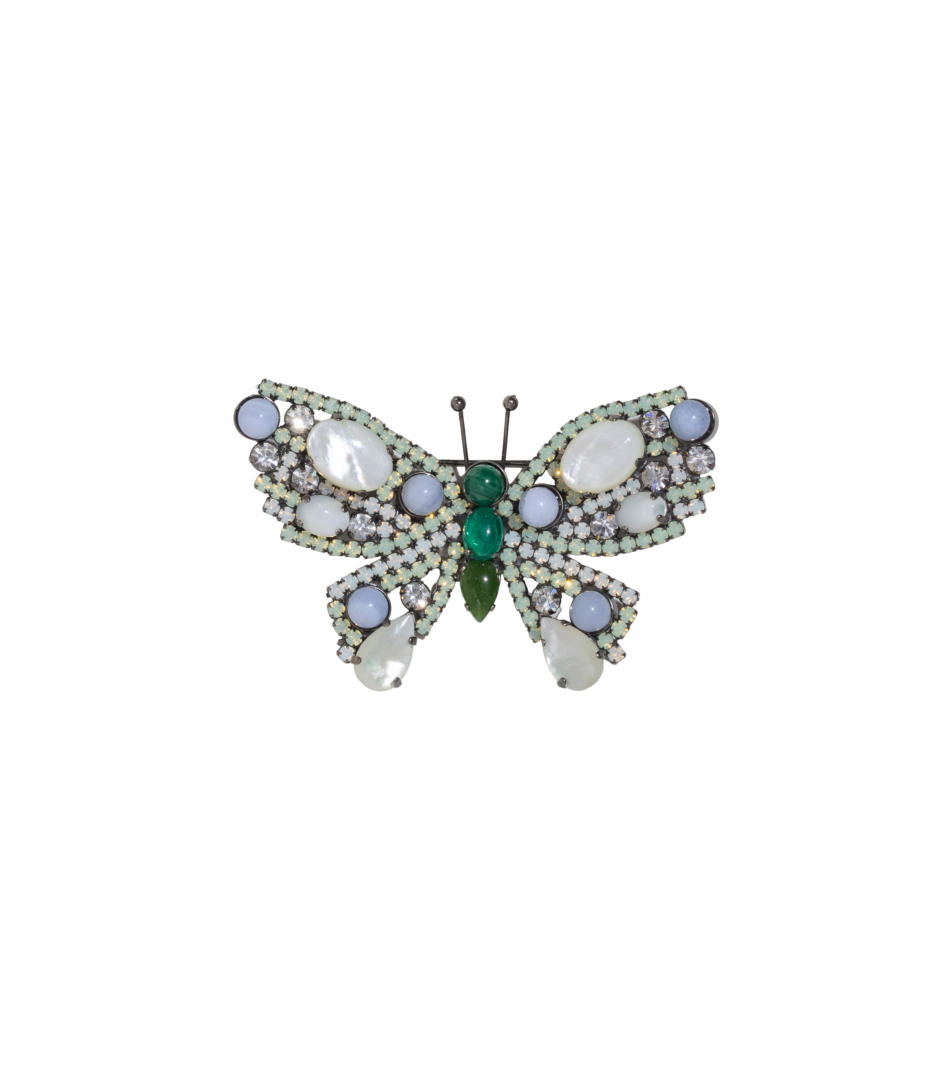Medium Butterfly in Mother of Pearl / Blue Lace Agate / Jade