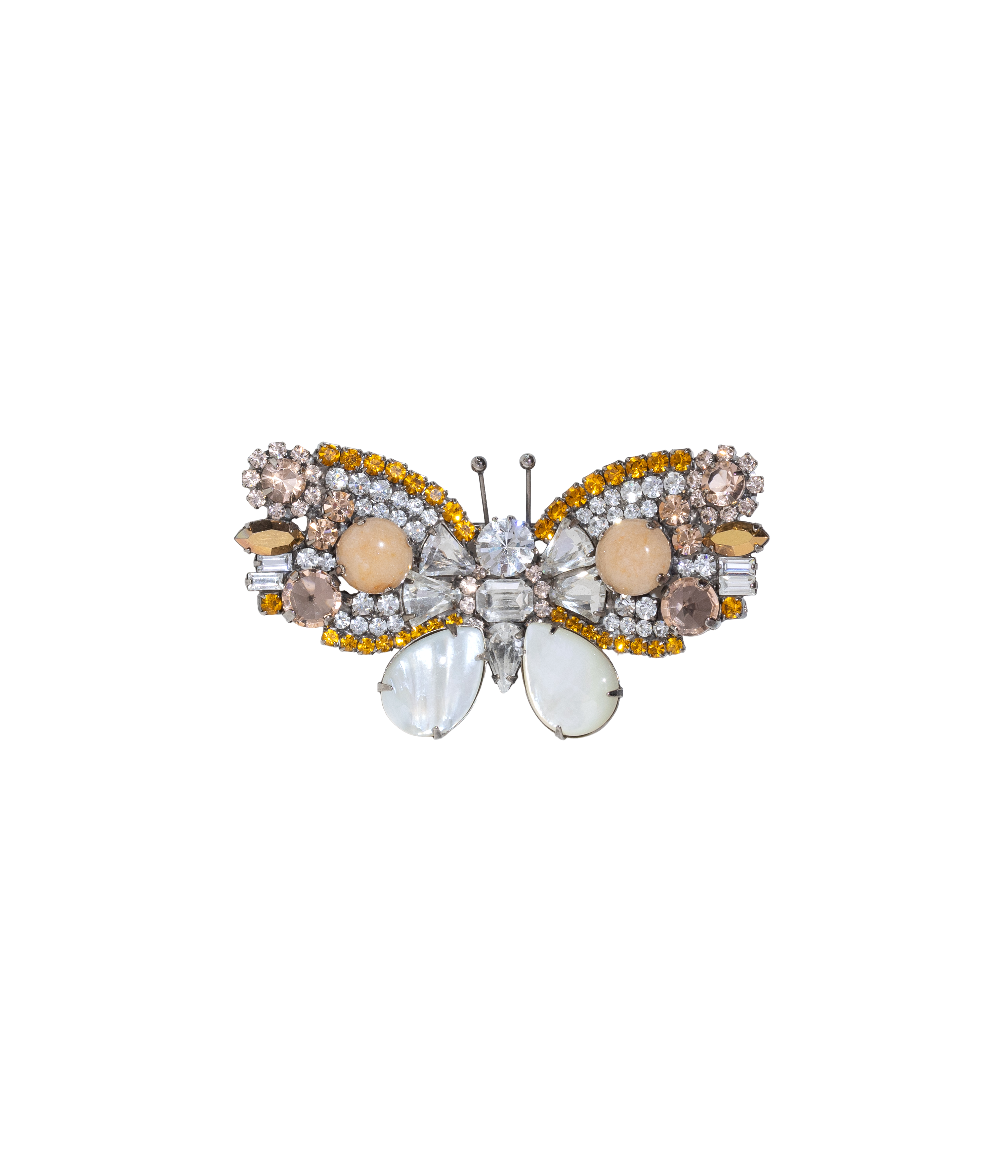 Medium Butterfly in Mother of Pearl / Pink Aventurine / Topaz