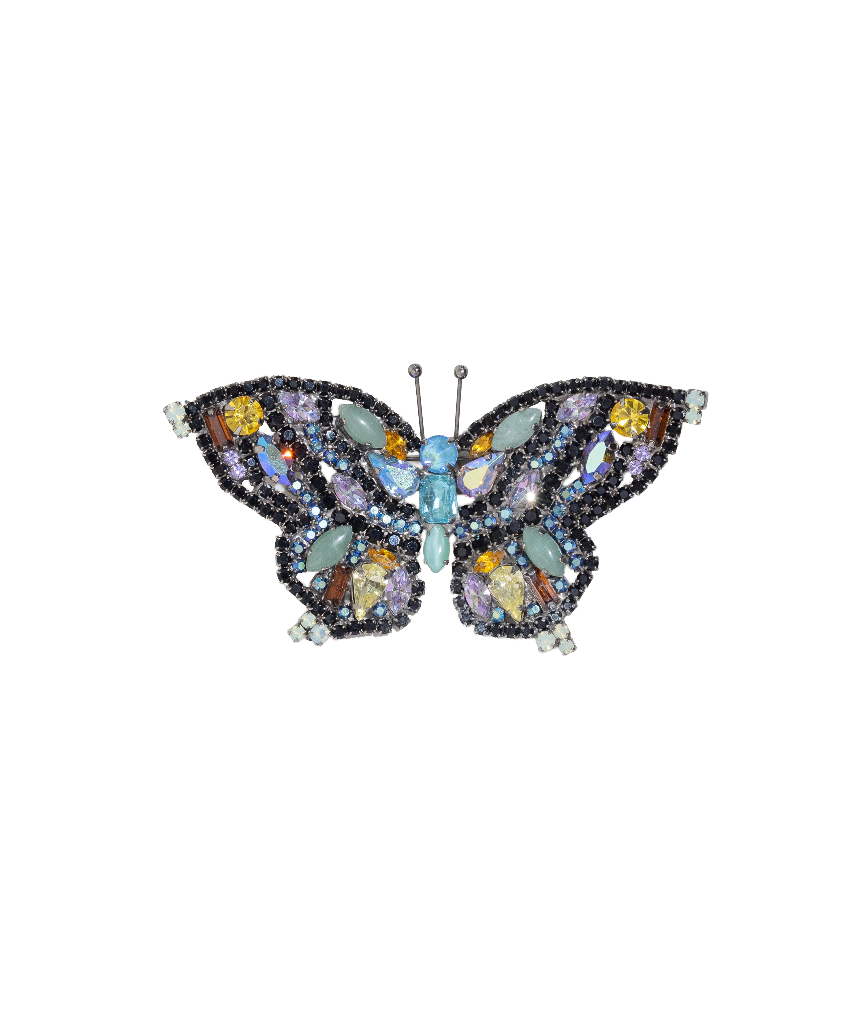 Medium Butterfly in Amazonite / Jet / Light Topaz