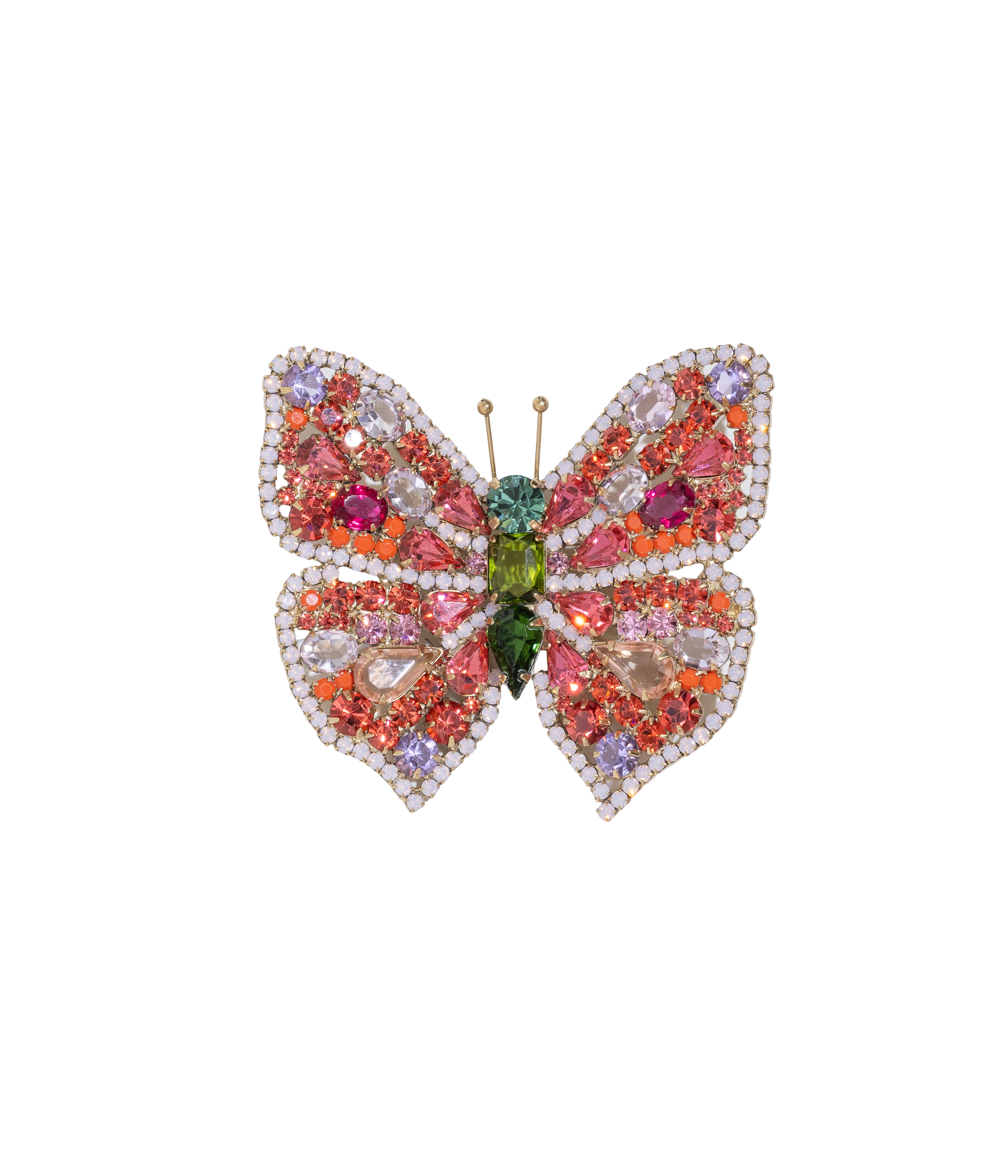 Large Butterfly in Padparadscha / Olivine / Rose Opal