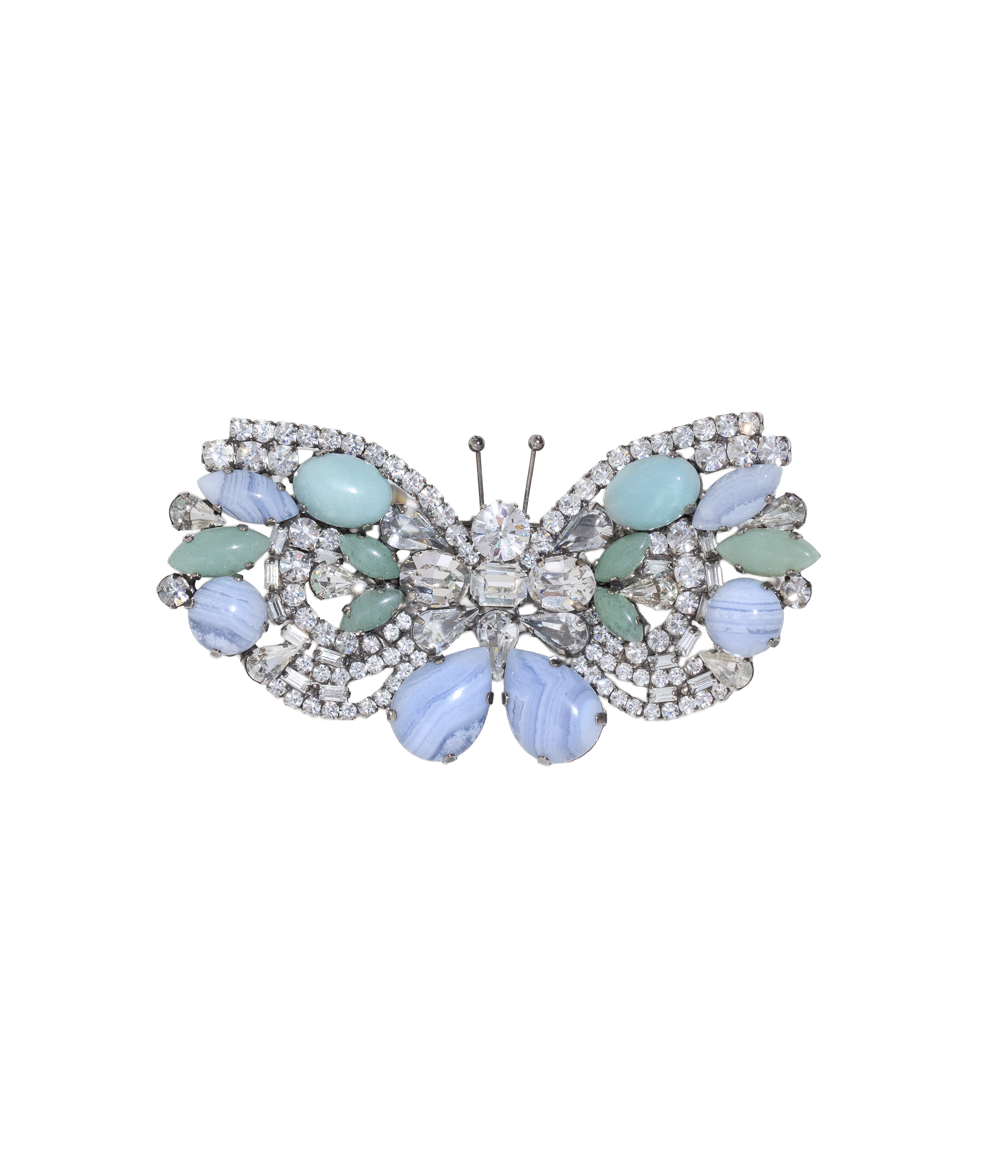 Large Butterfly in Amazonite / Blue Lace Agate / Crystal