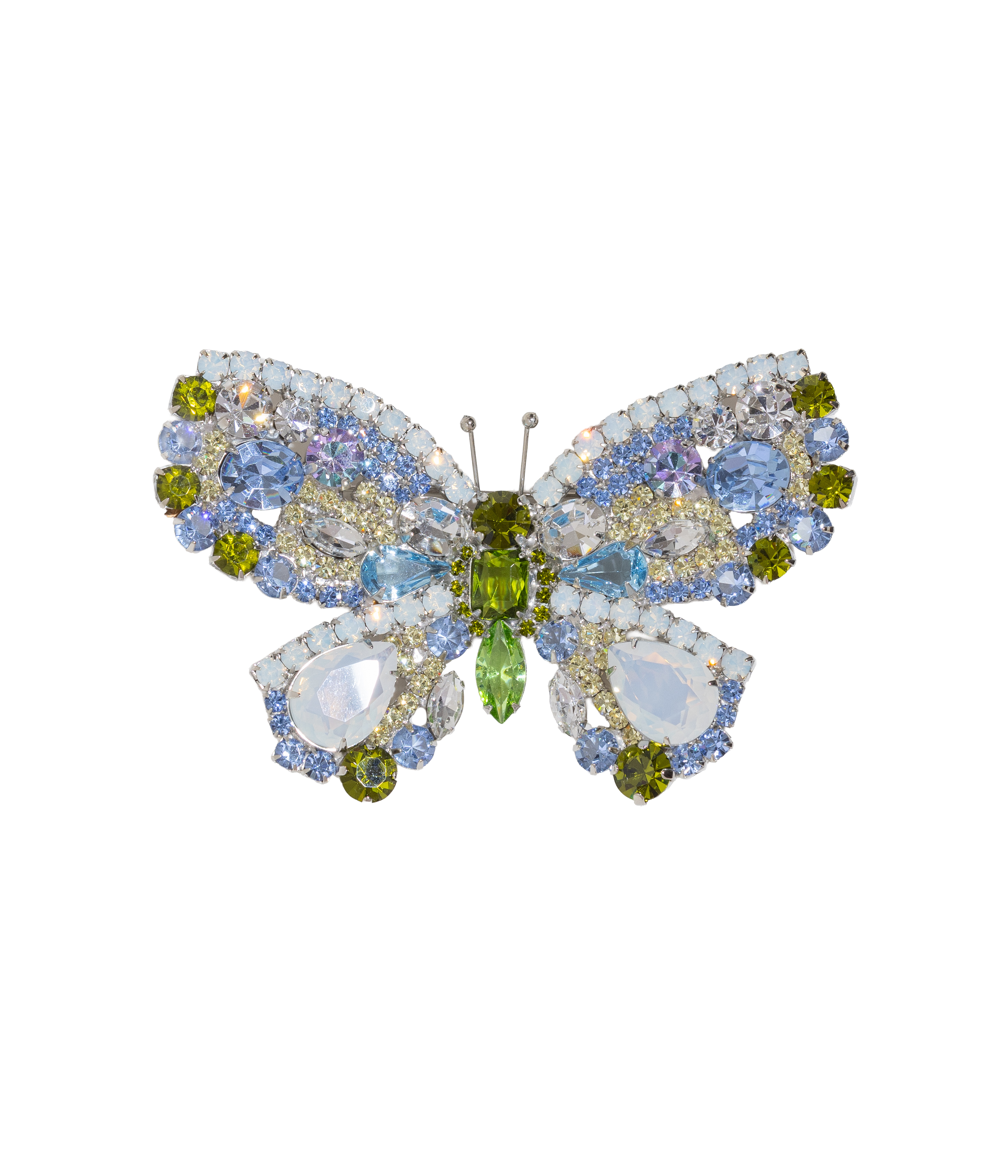 X-Large Butterfly in White Opal / Light Sapphire / Olivine