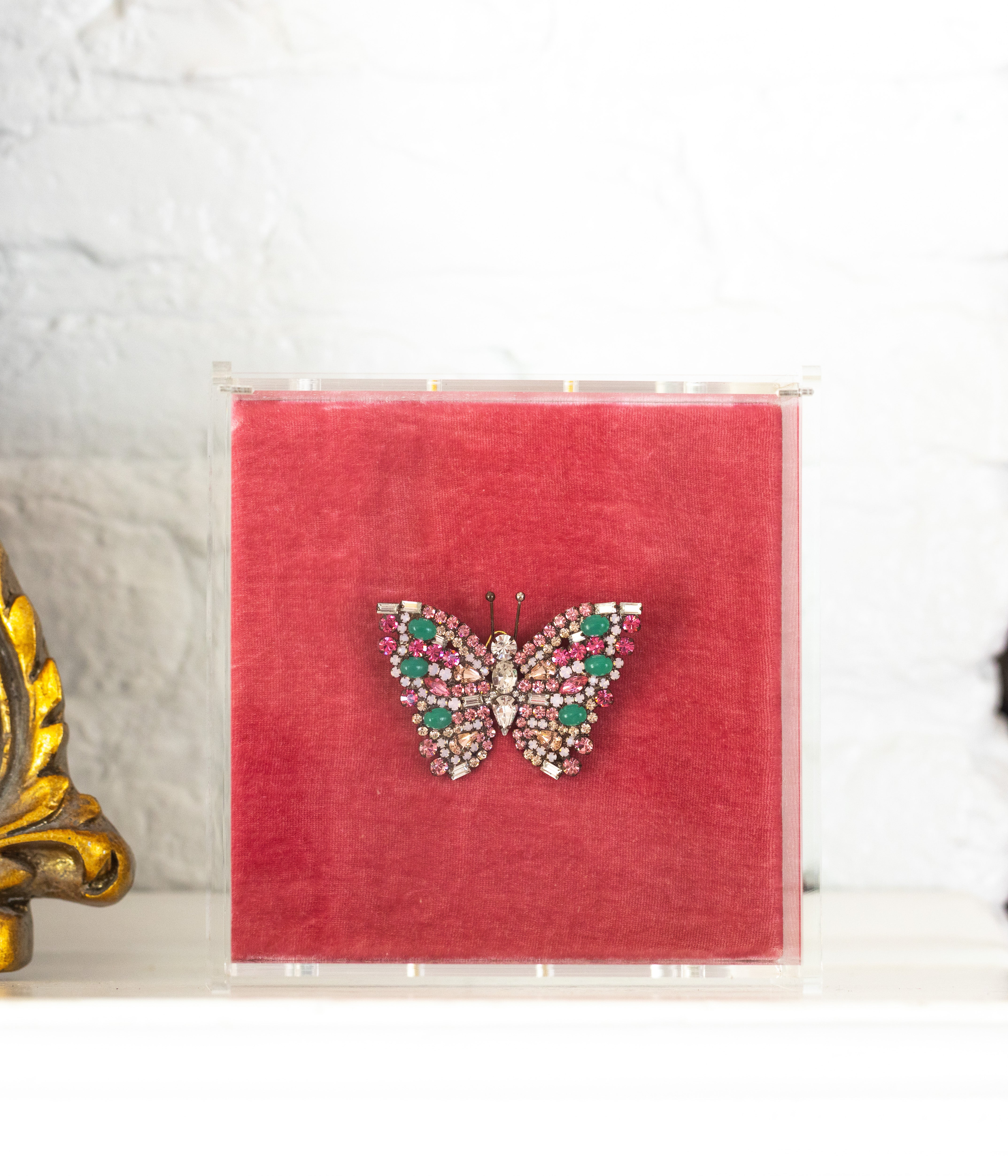 Small Butterfly in Chrysoprase / Rose / Crystal - Loren Hope