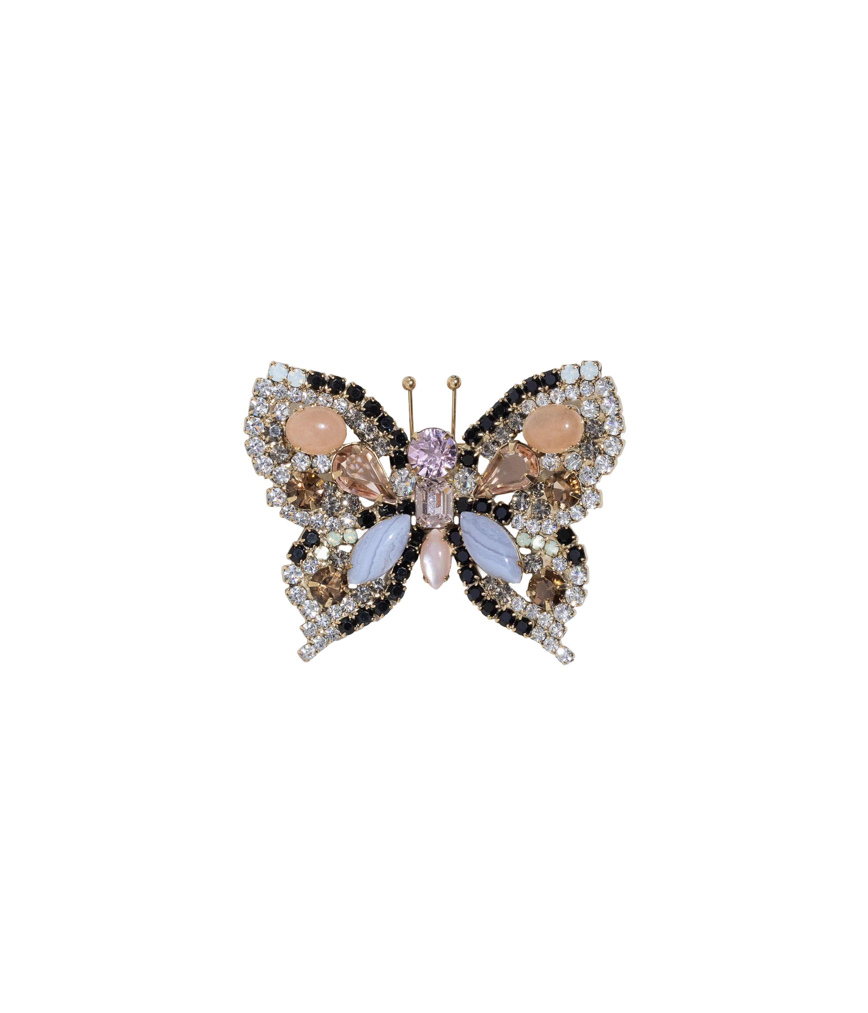 Small Butterfly in Blue Lace Agate / Pink Shell / Aventurine