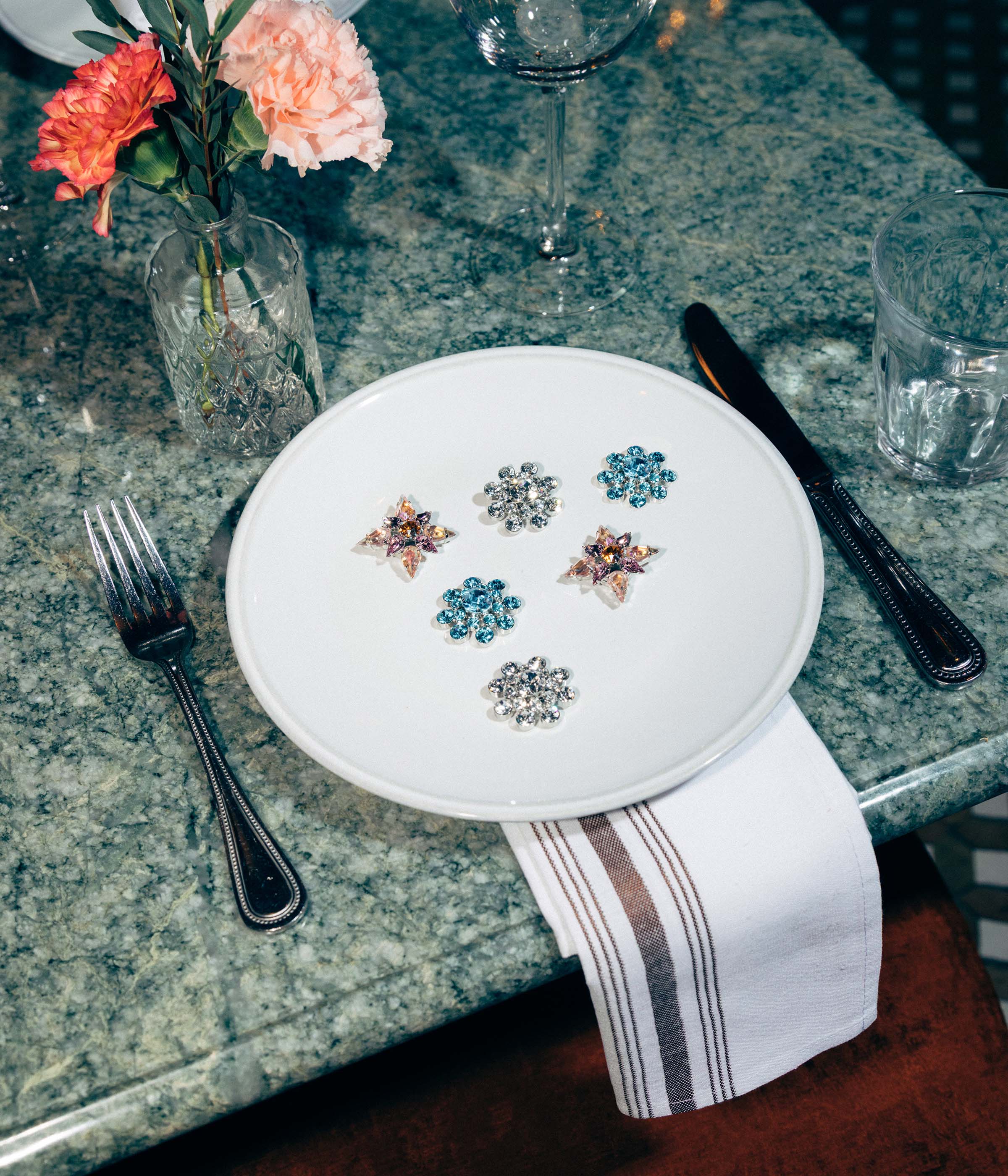 Snowflake Button Covers in Blue