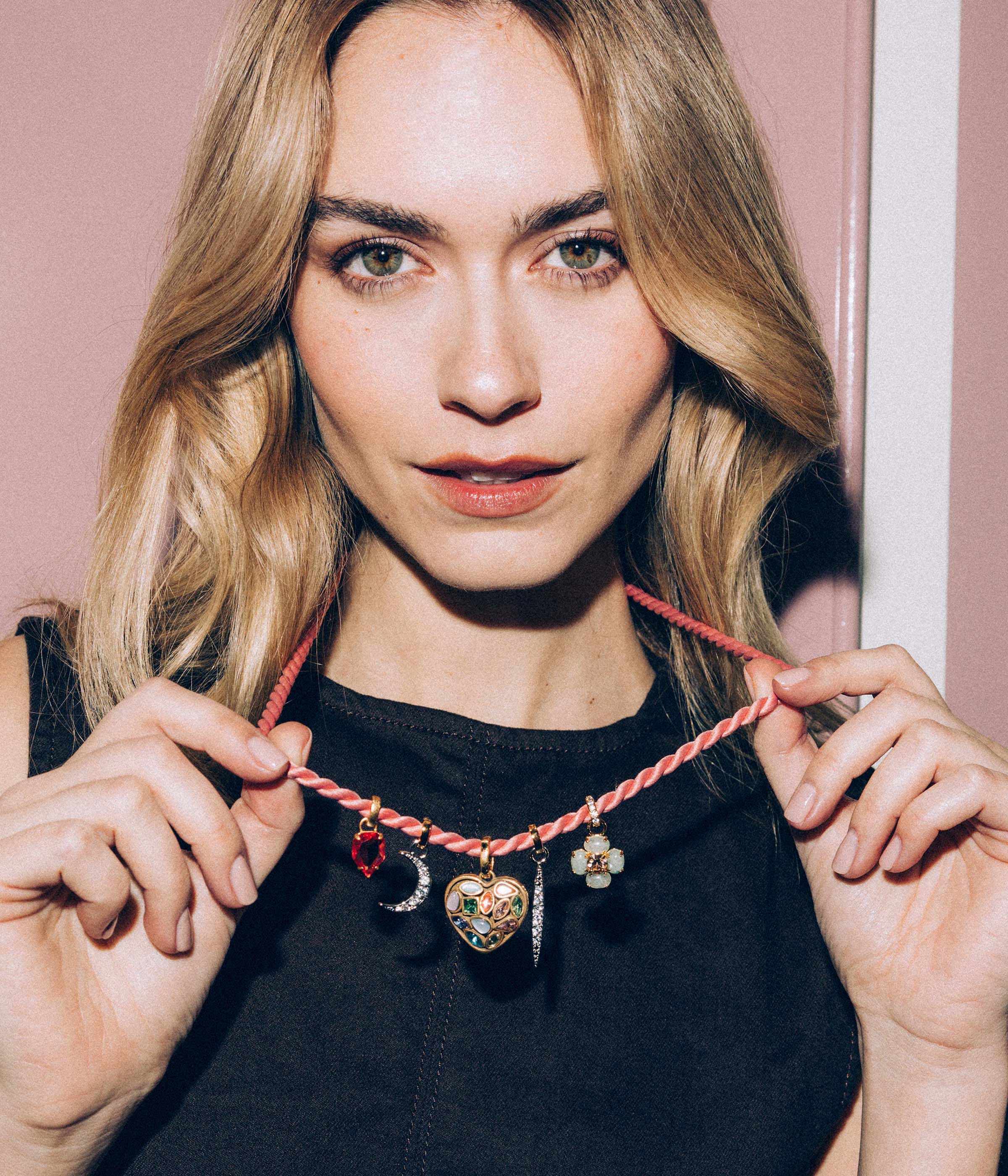 Marina Silk Cord Necklace in Pink