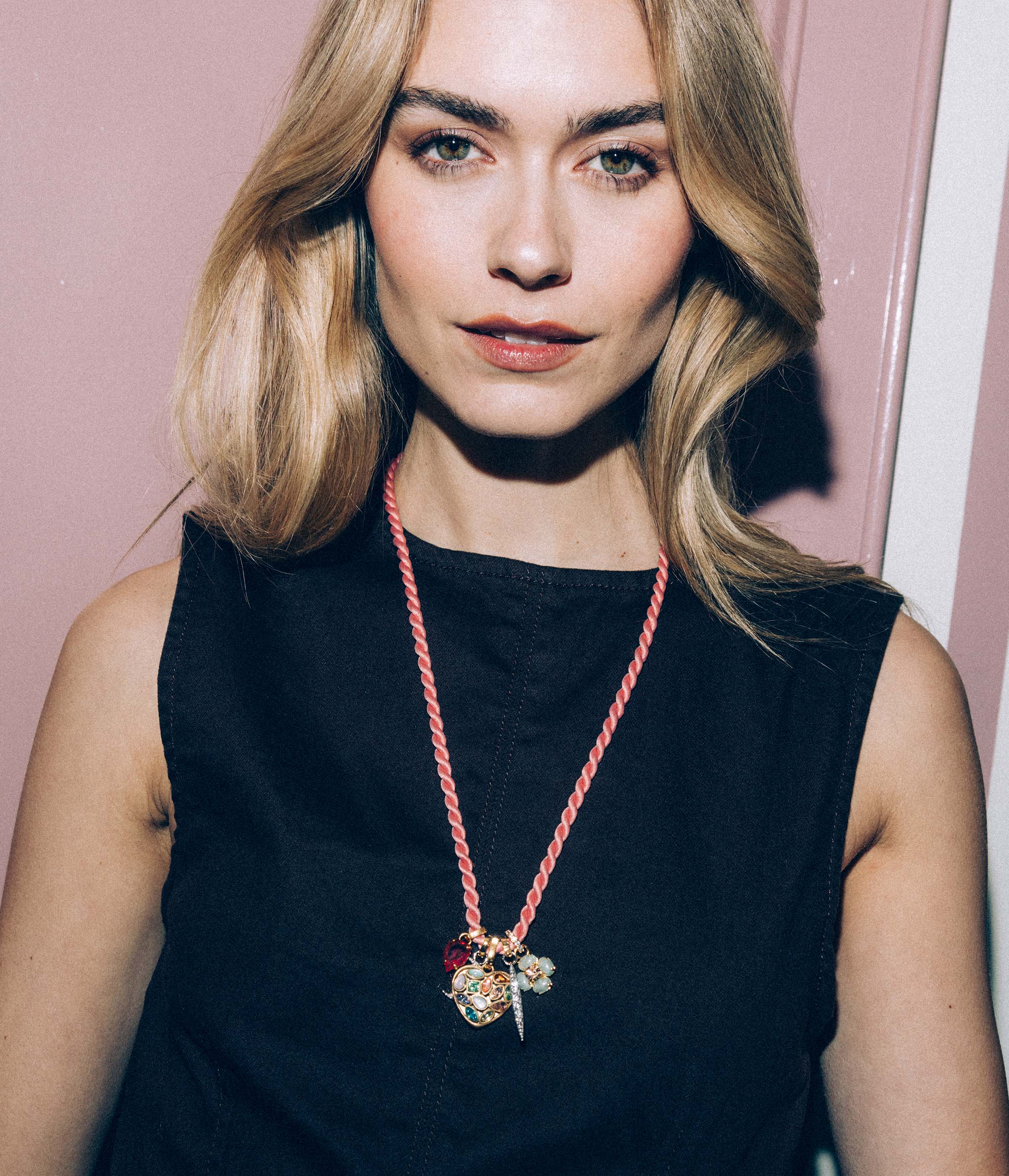 Marina Silk Cord Necklace in Pink