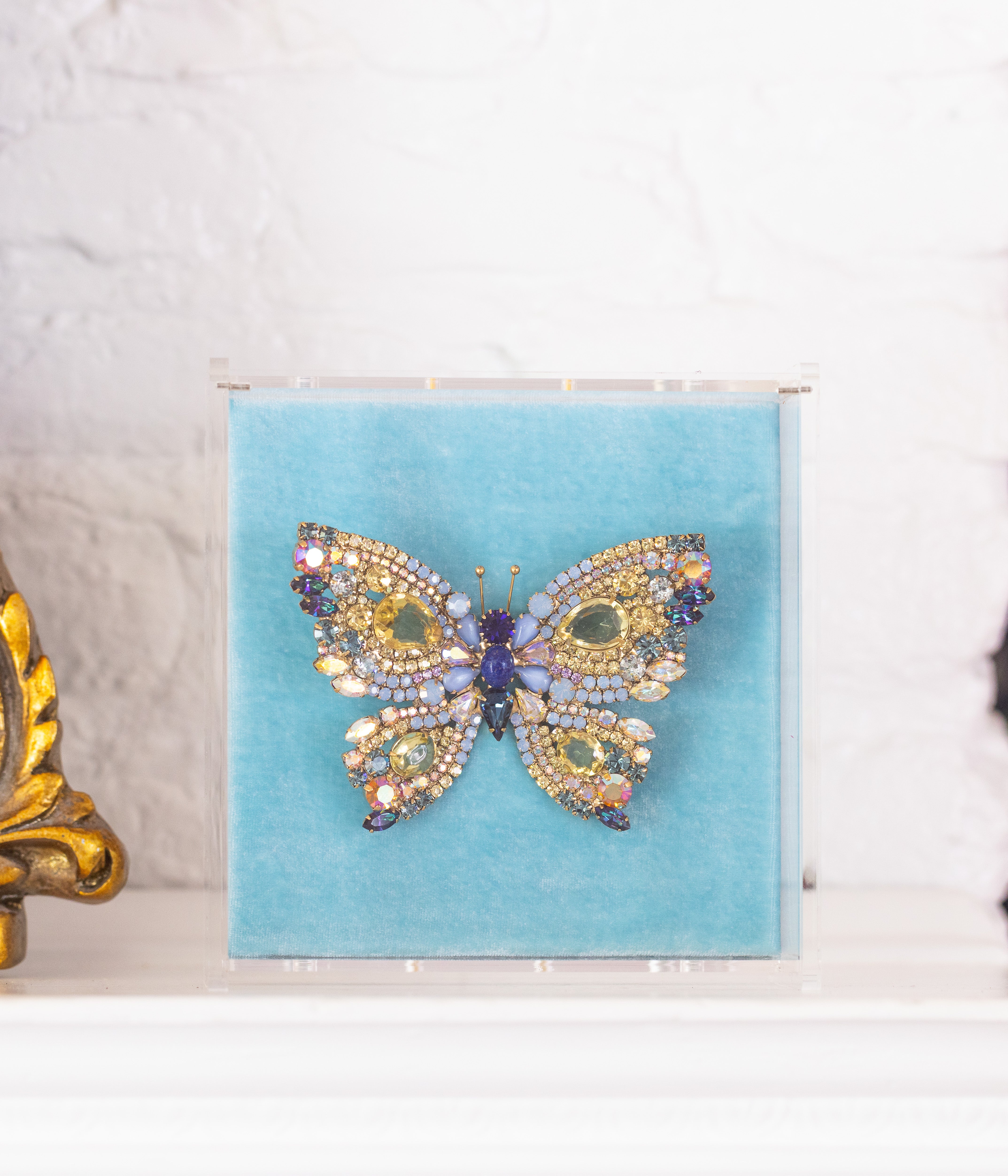 X-Large Butterfly in Jonquil / Crystal AB / Montana - Loren Hope