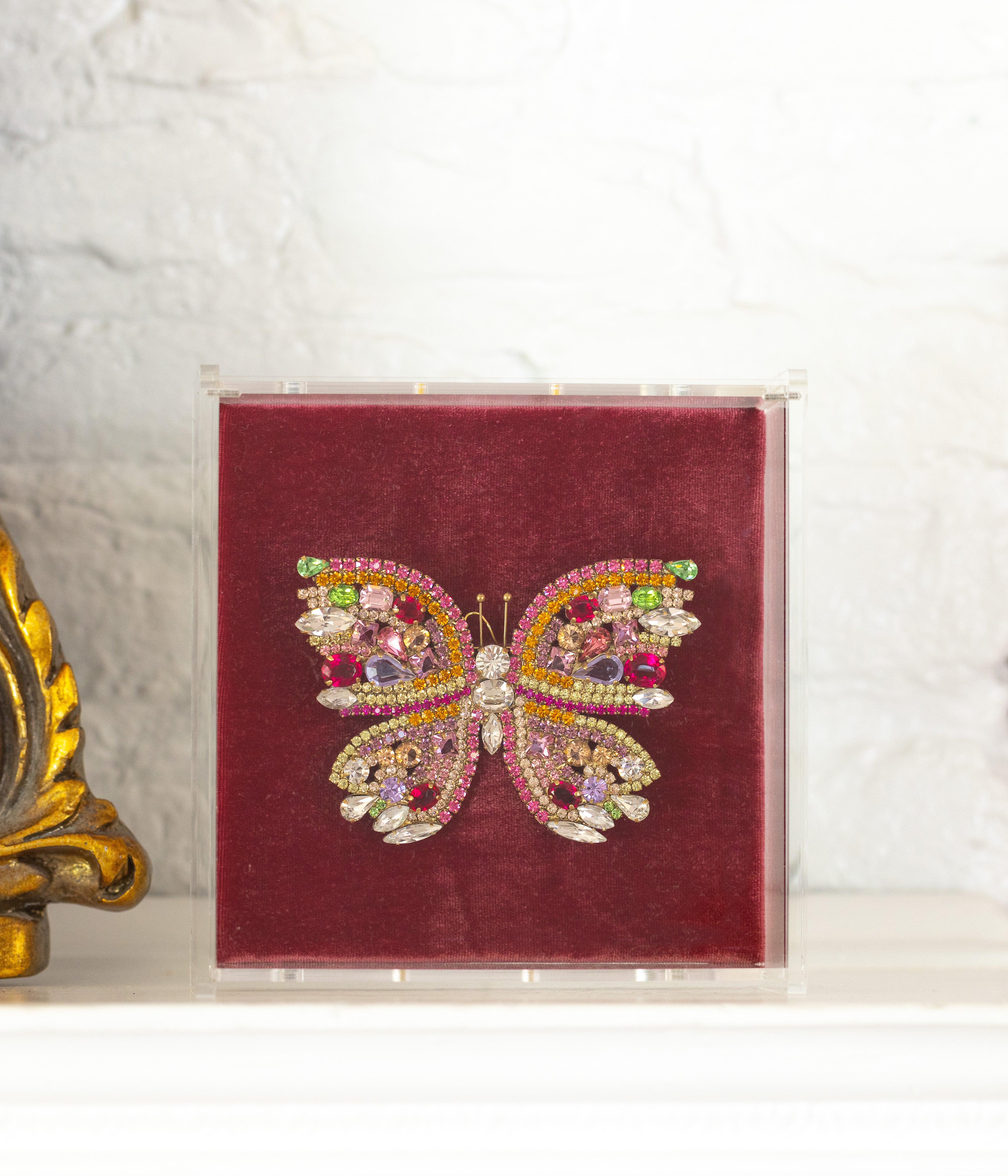 X-Large Butterfly in Rose / Crystal / Rubinite - Loren Hope