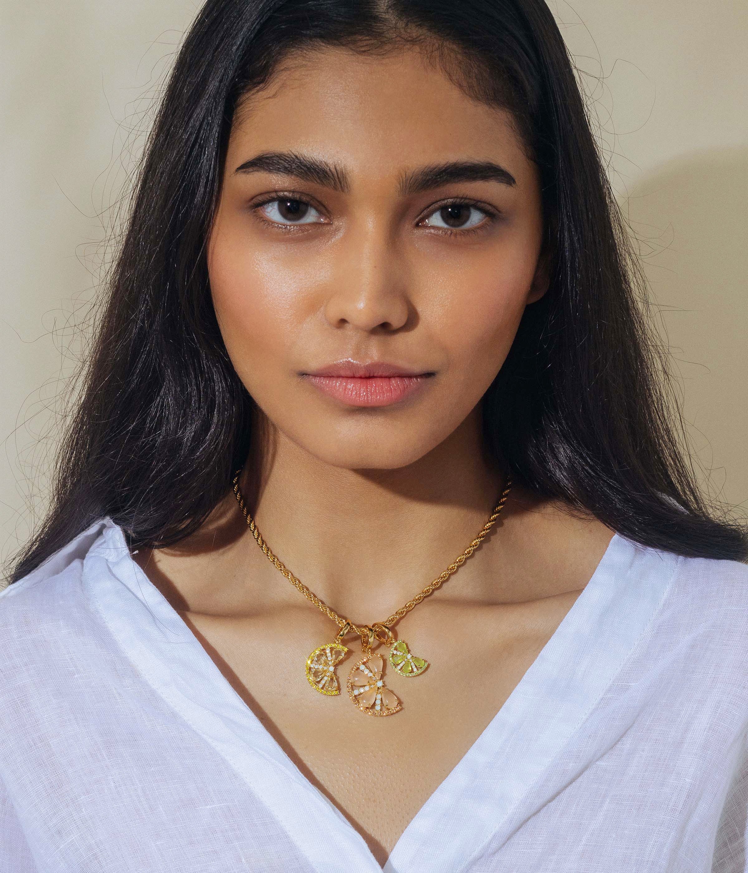 Citrus Slice Charm Trio Pendant Set