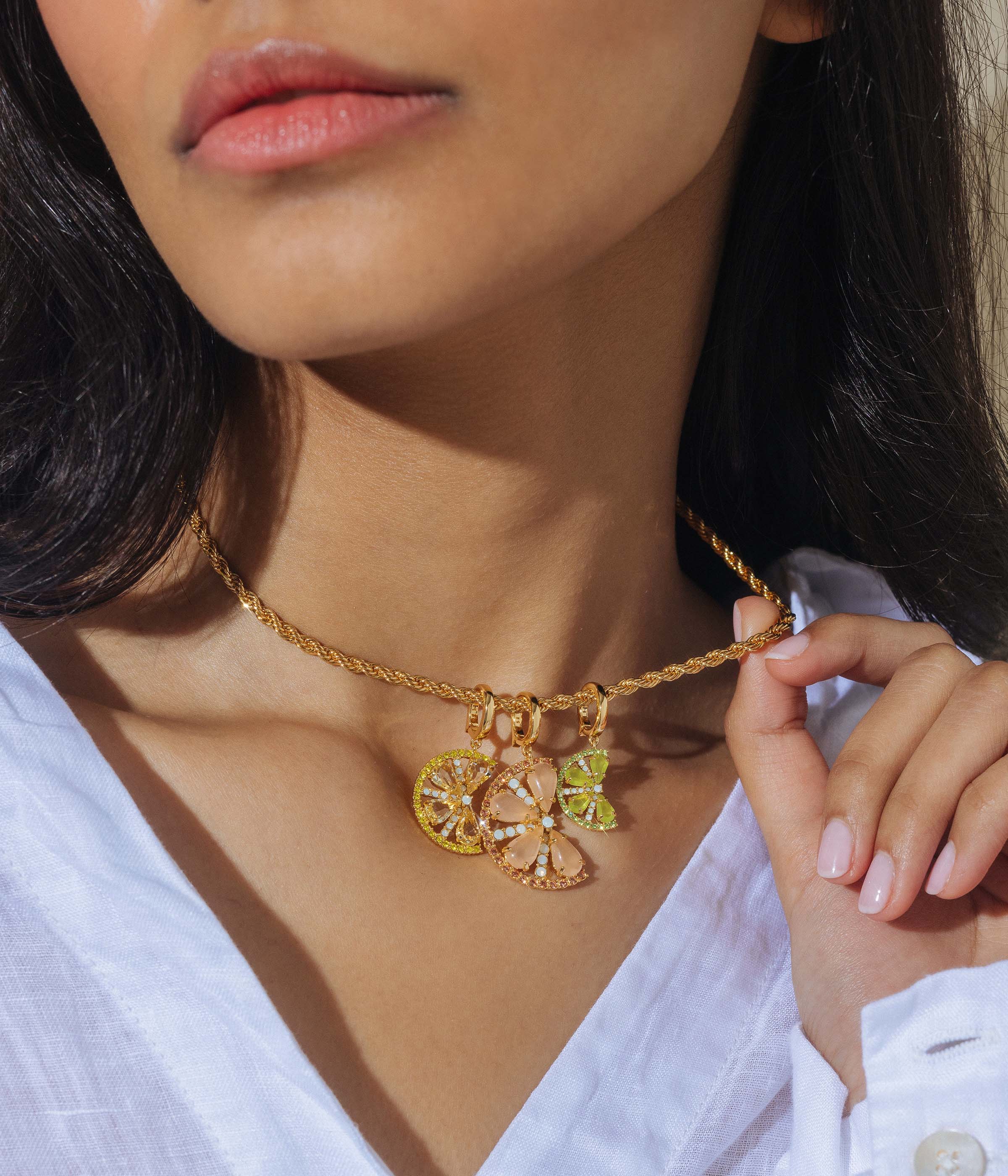 Citrus Slice Charm Trio Pendant Set