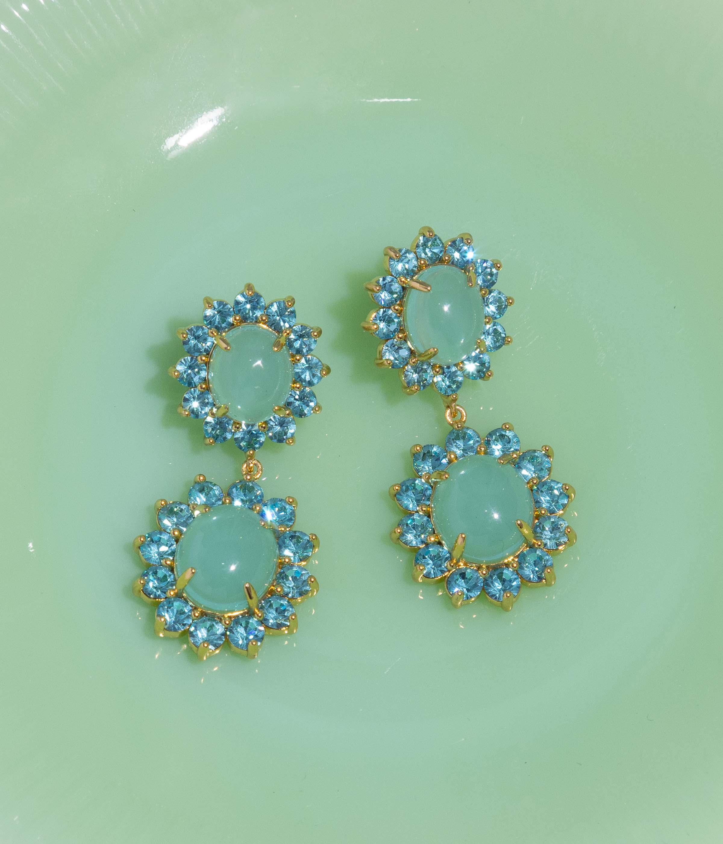 Georgie Drop Earrings in Aqua