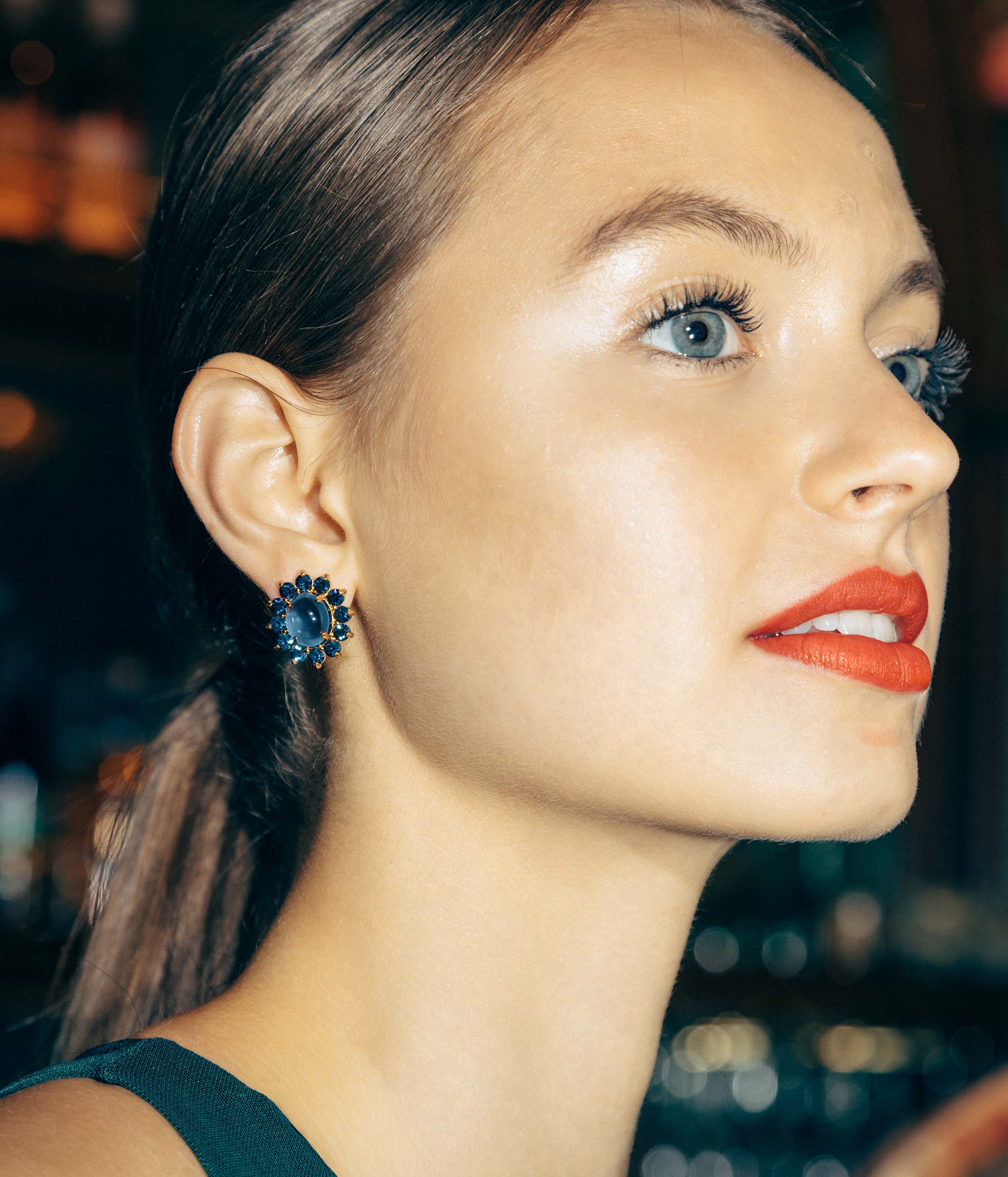 Georgie Stud Earrings in Navy