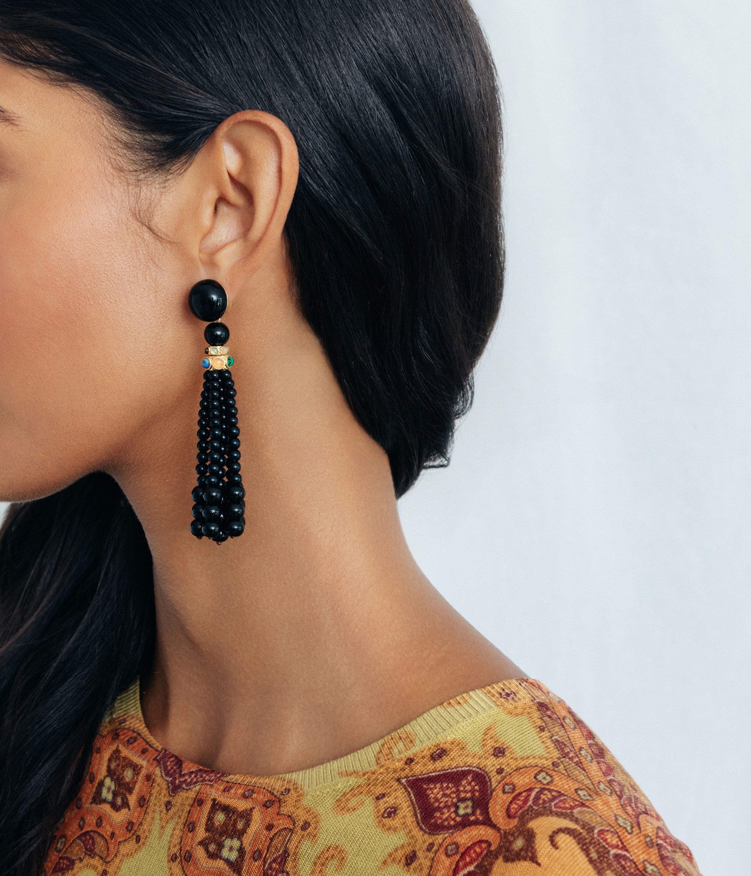 Greer Tassel Earrings in Jet