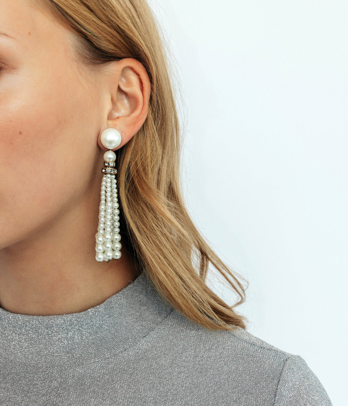 Greer Tassel Earrings in Pearl - Loren Hope