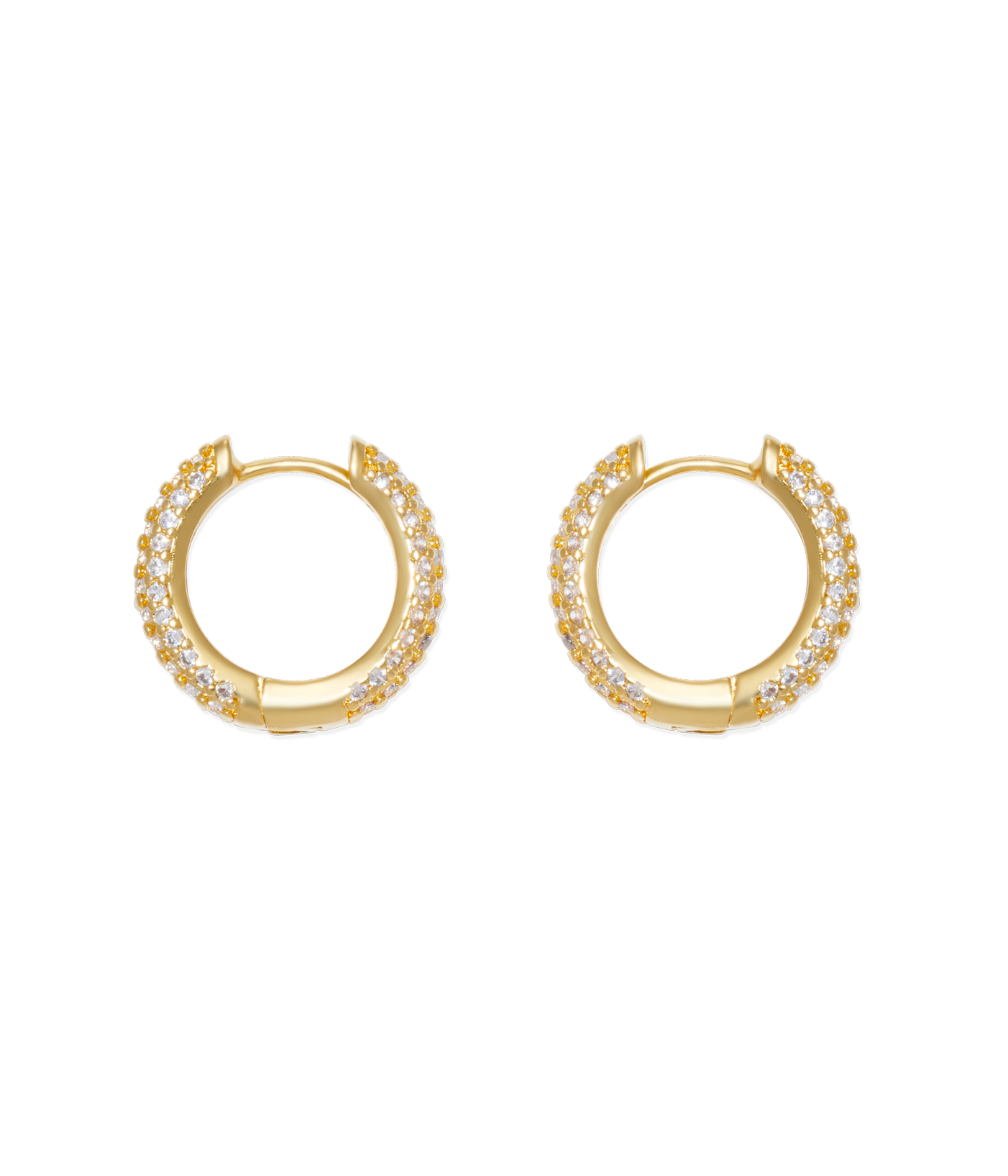 Pavé Huggie Hoops in Gold - Loren Hope