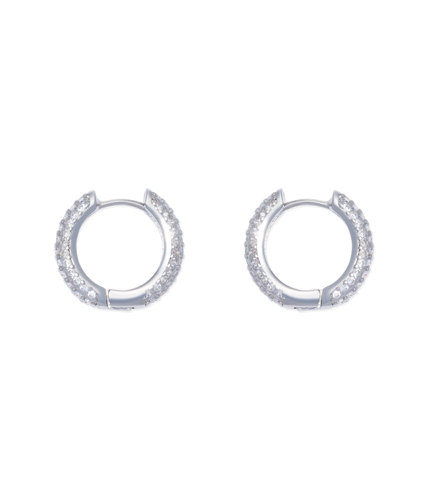 Pavé Huggie Hoops in Silver - Loren Hope