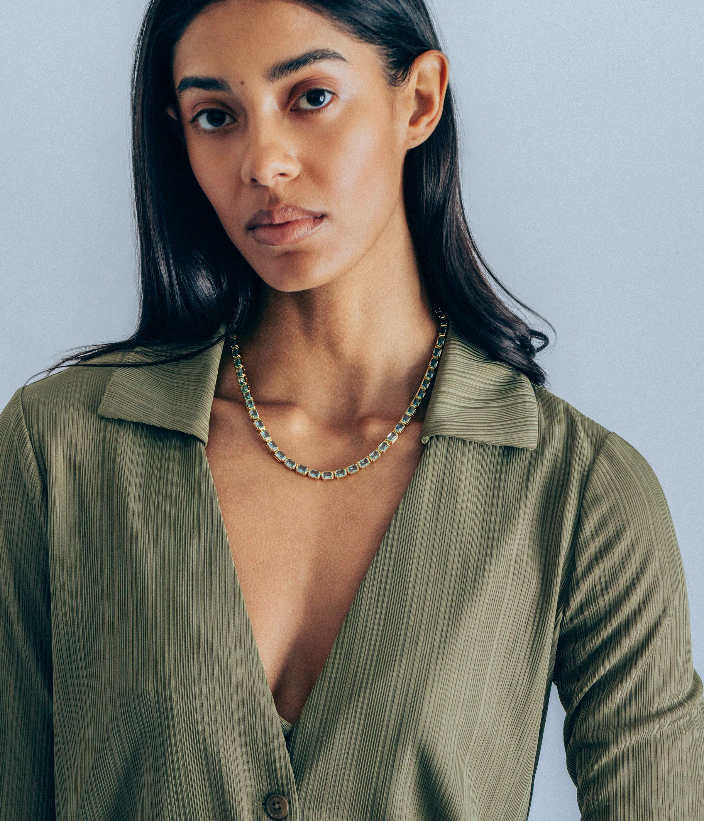 Liza Slider Necklace in Aqua - Loren Hope