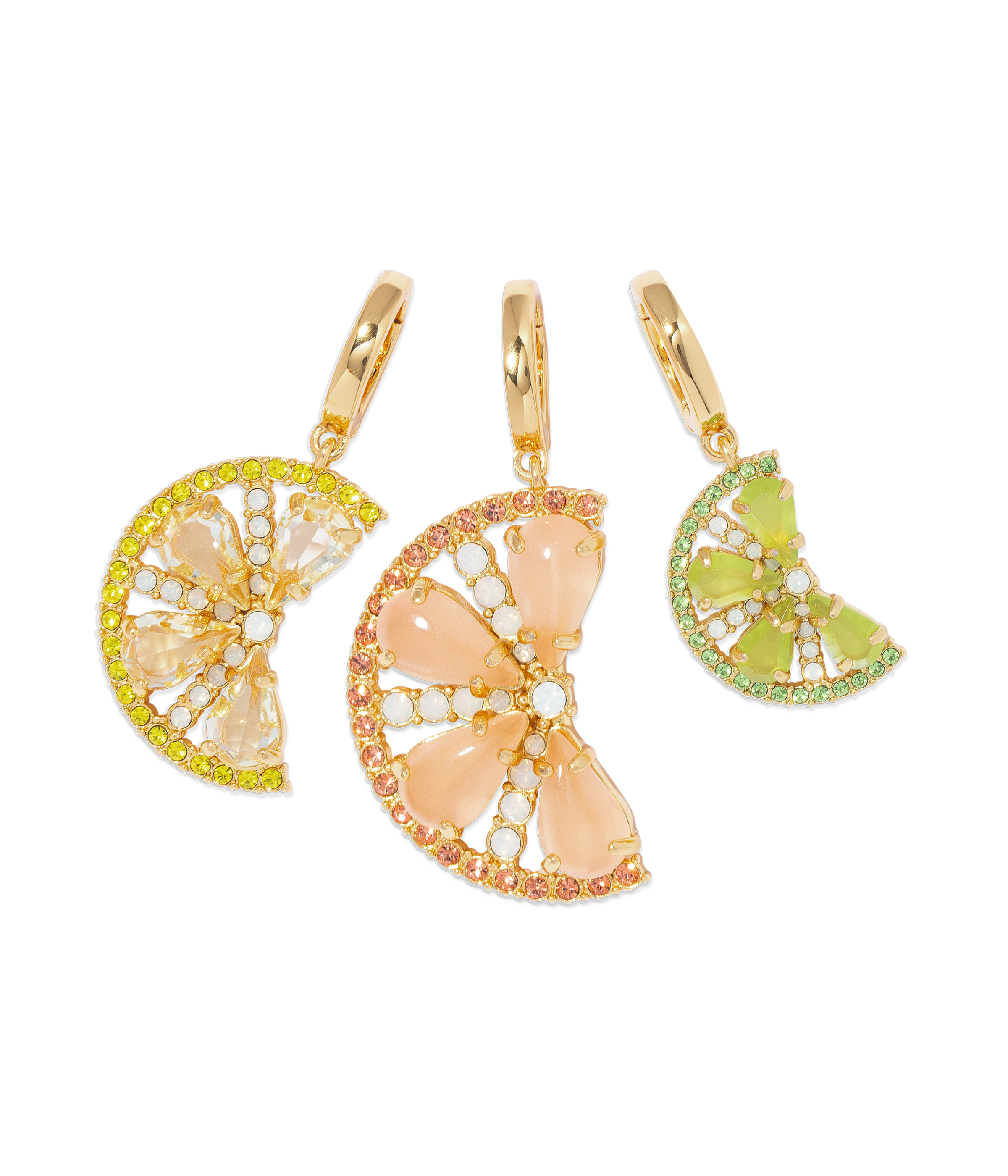 Citrus Slice Charm Trio Pendant Set