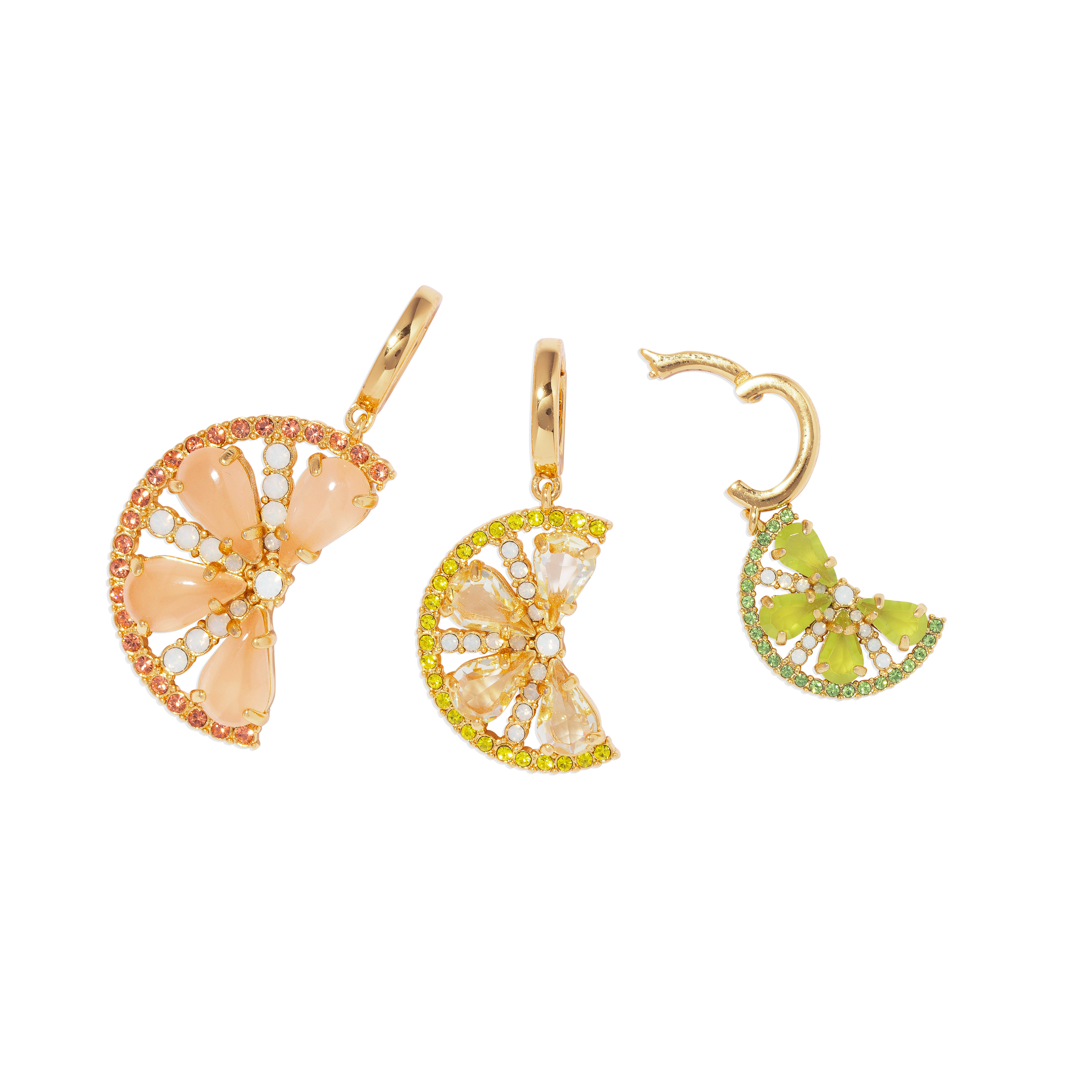 Citrus Slice Charm Trio Pendant Set