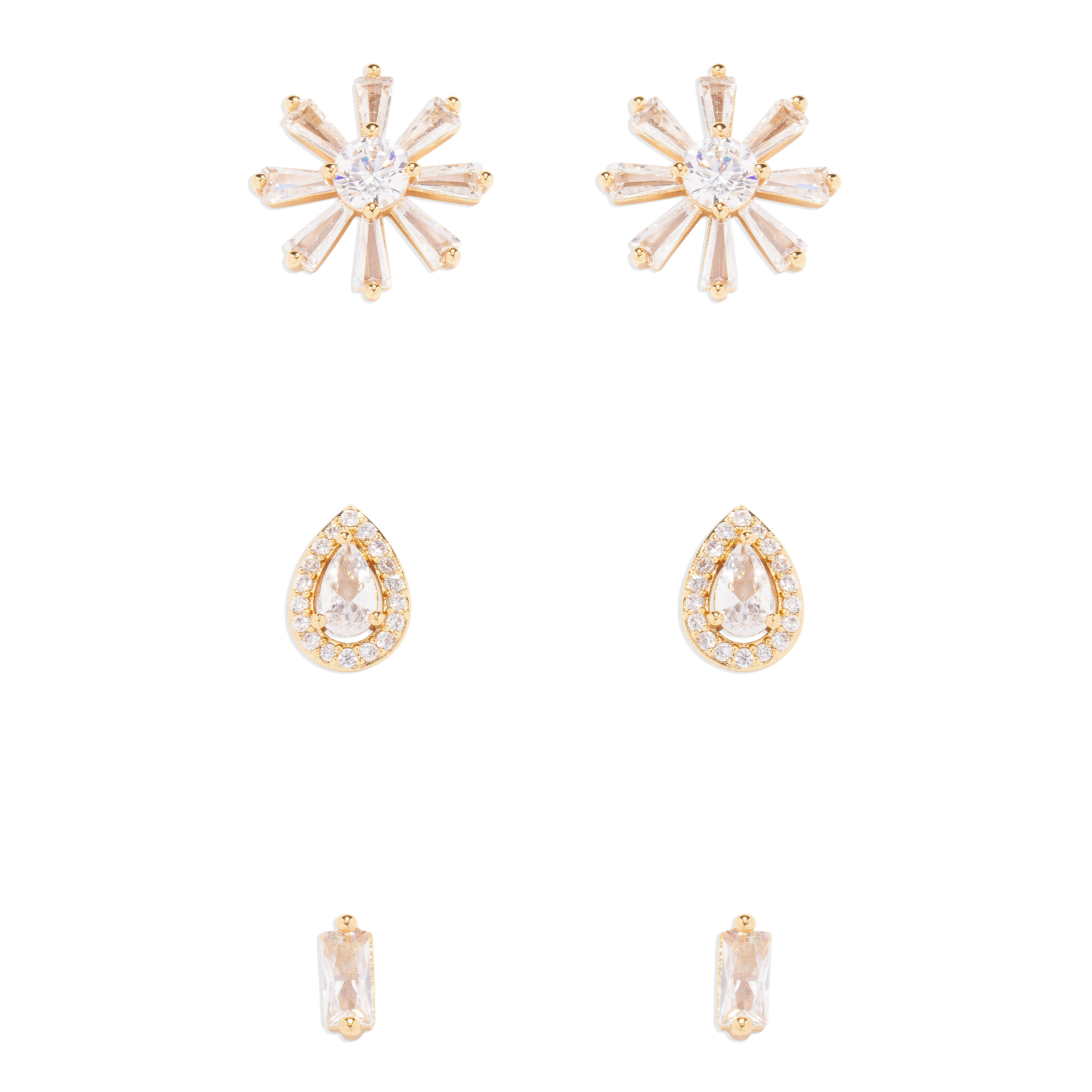 Crystal Stud Trio Set