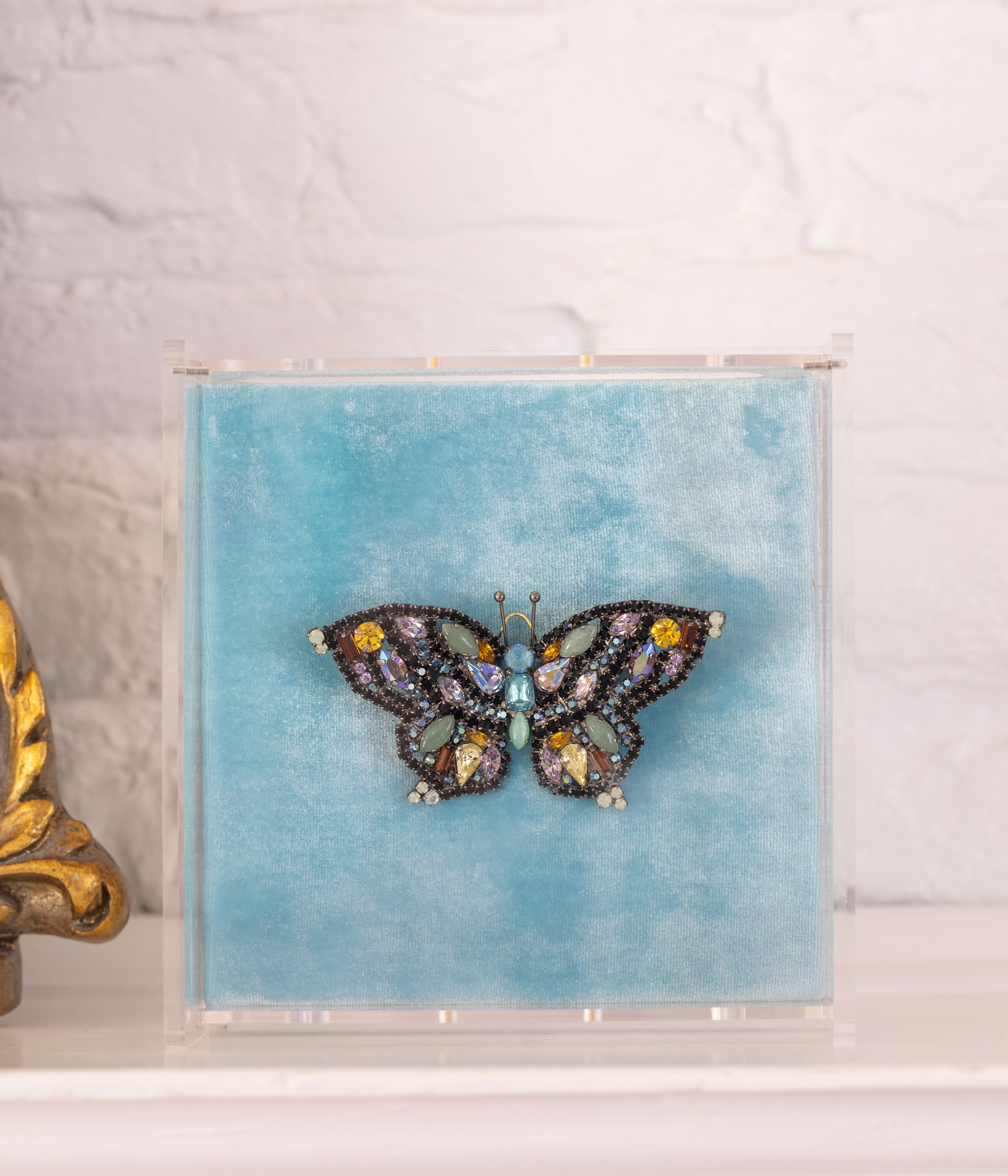 Medium Butterfly in Amazonite / Jet / Light Topaz