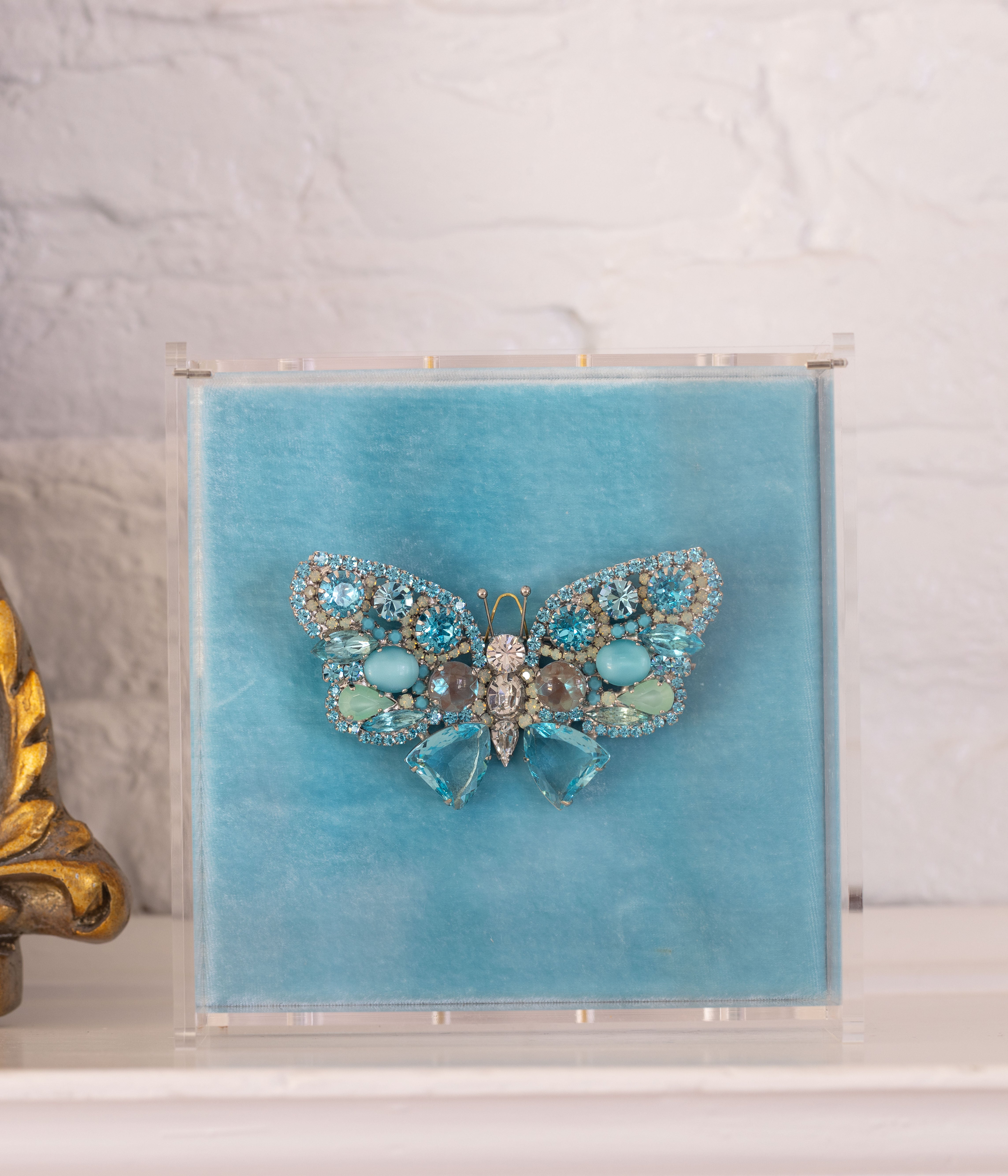 Large Butterfly in Aqua / Chrysolite Opal / Crystal