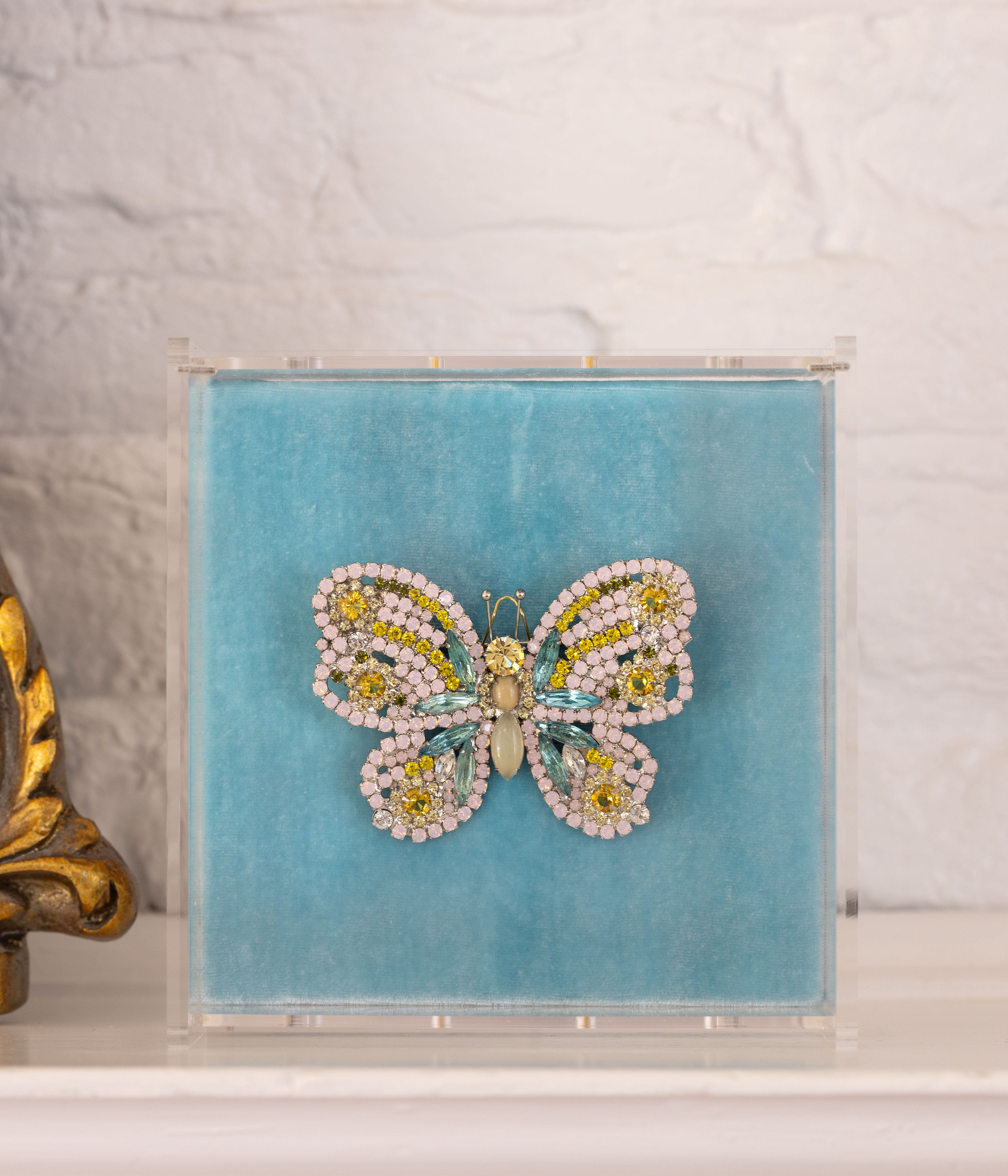 Large Butterfly in Rose Opal / Aqua / Citrine