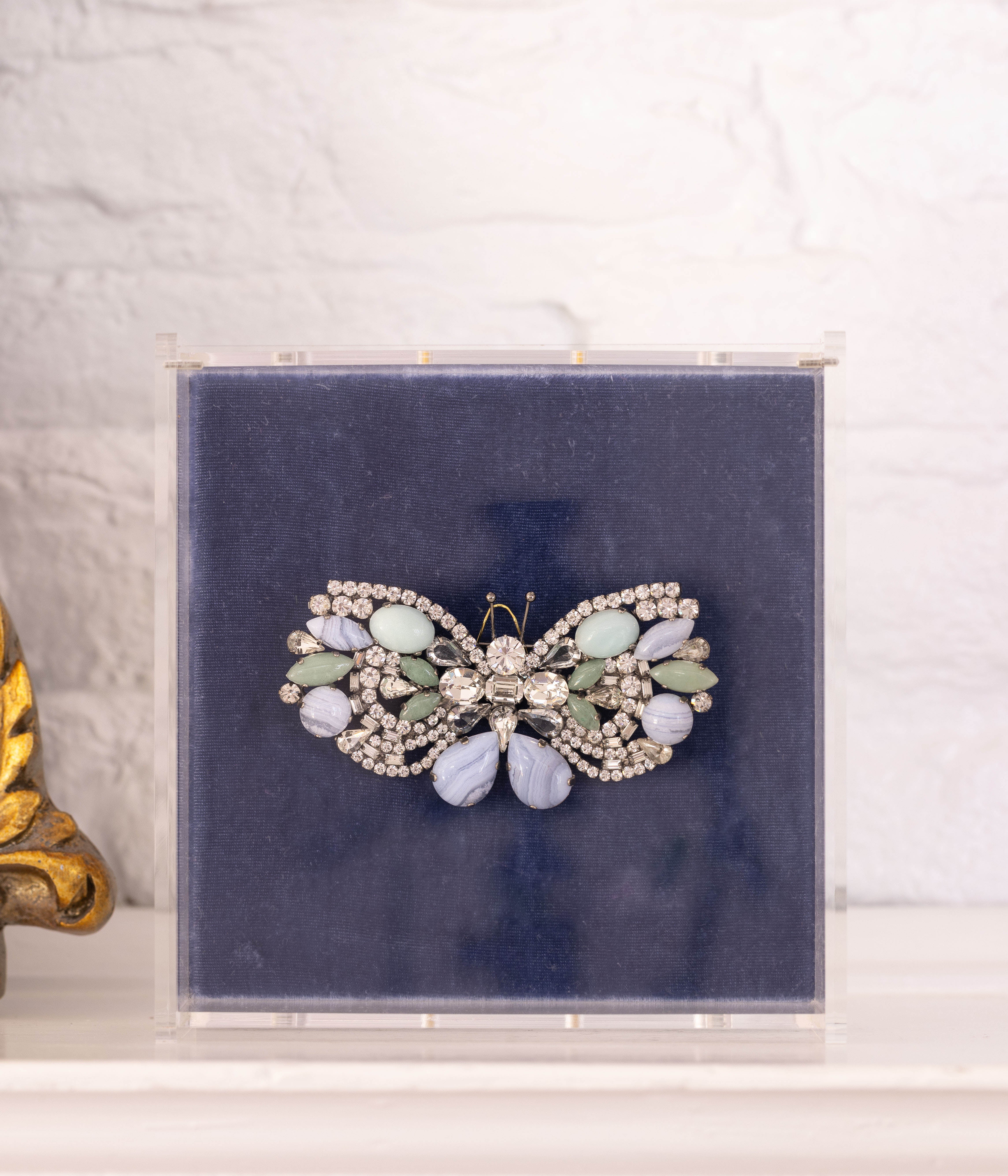 Large Butterfly in Amazonite / Blue Lace Agate / Crystal