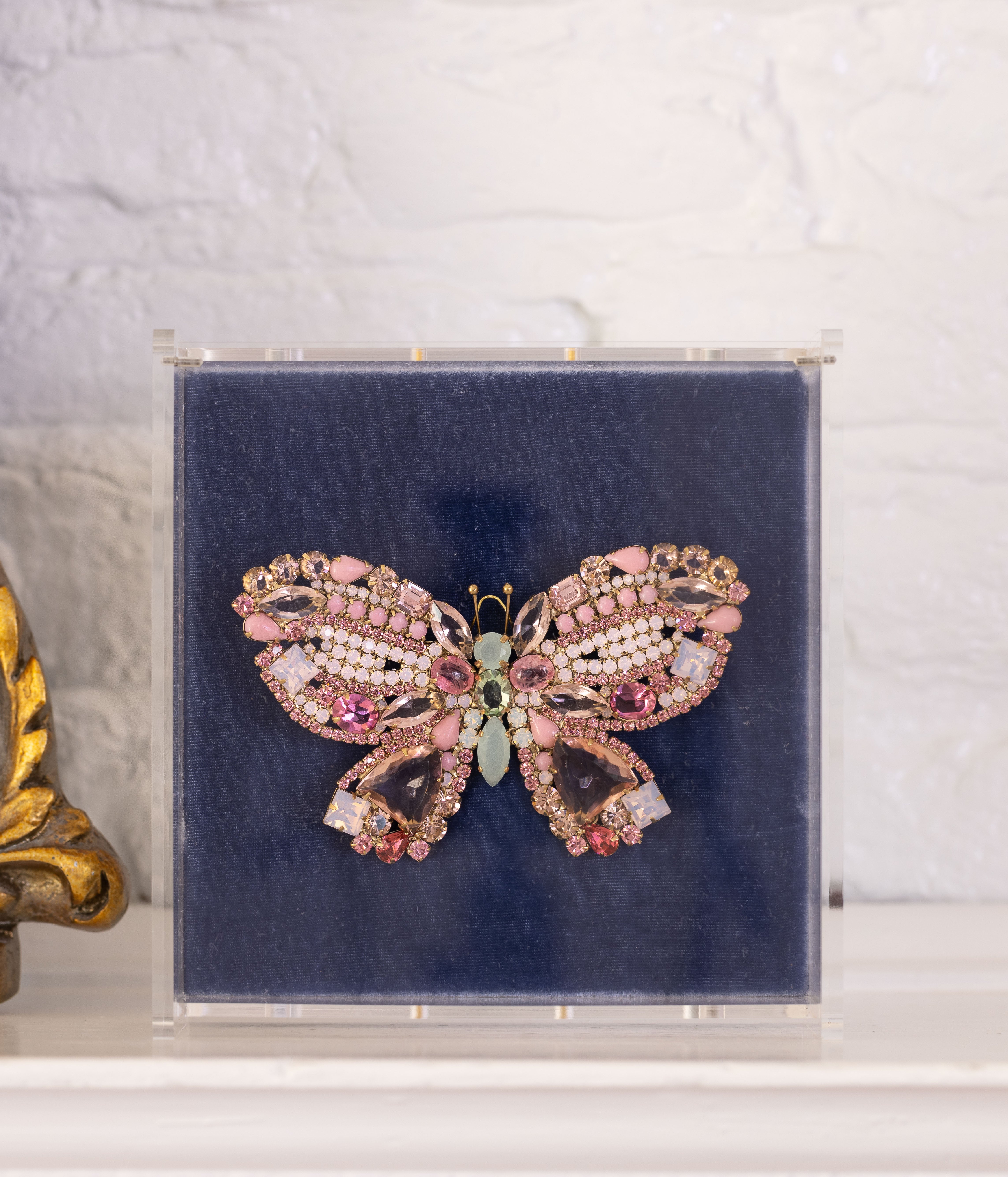 X-Large Butterfly in Light Rose / Rose Opal / Chrysolite Opal
