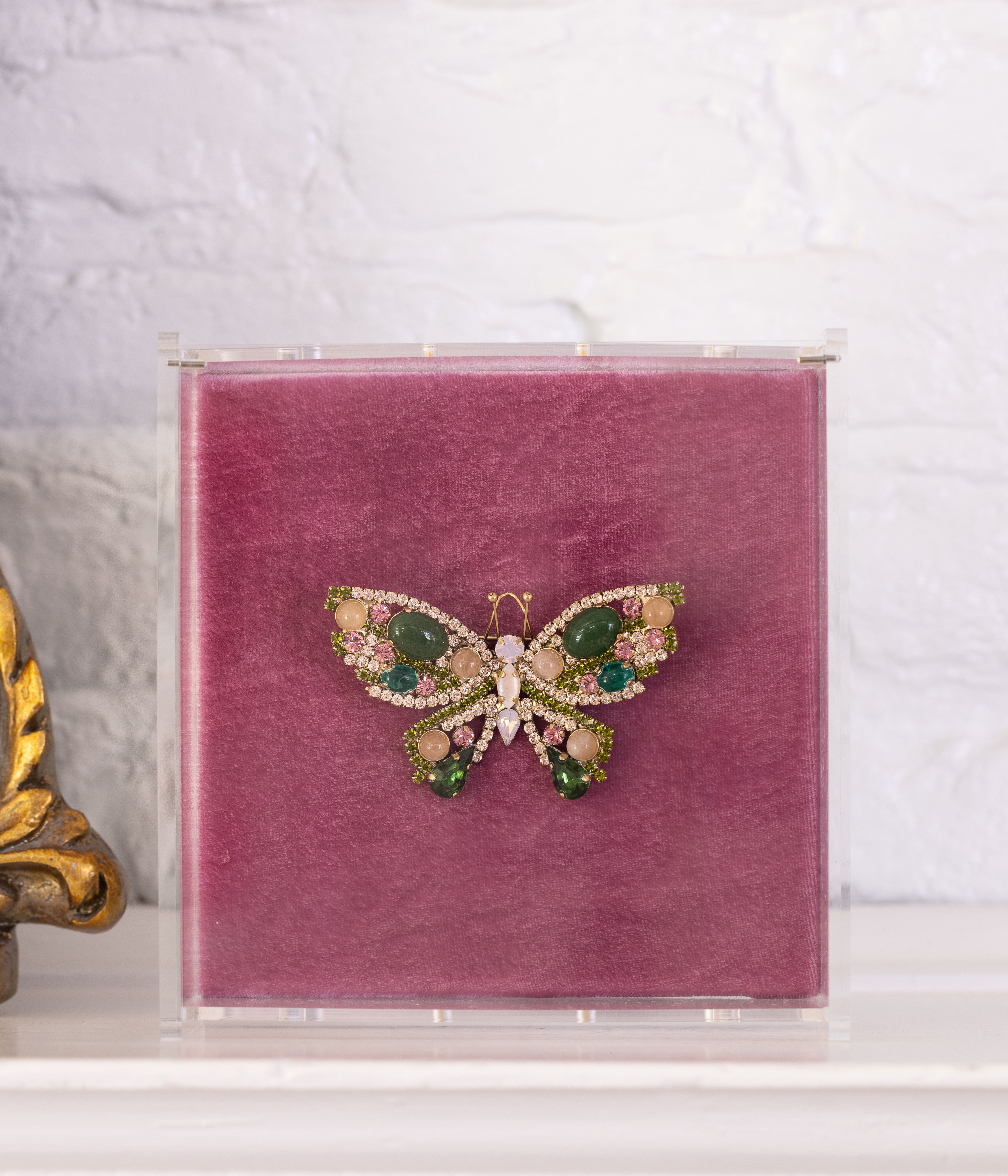 Medium Butterfly in Jade / Pink Shell / Rose Quartz