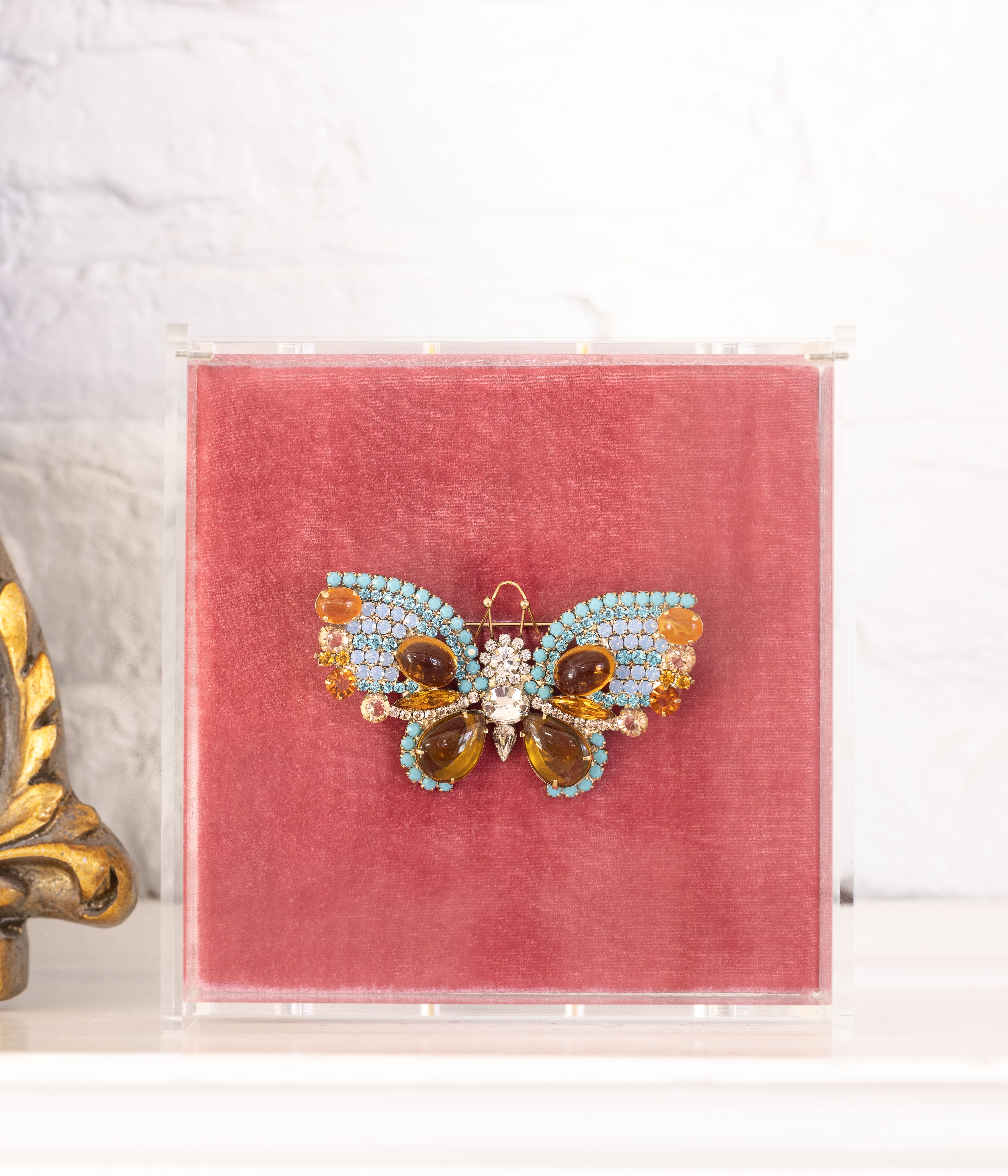 Large Butterfly in Turquoise / Topaz / Crystal