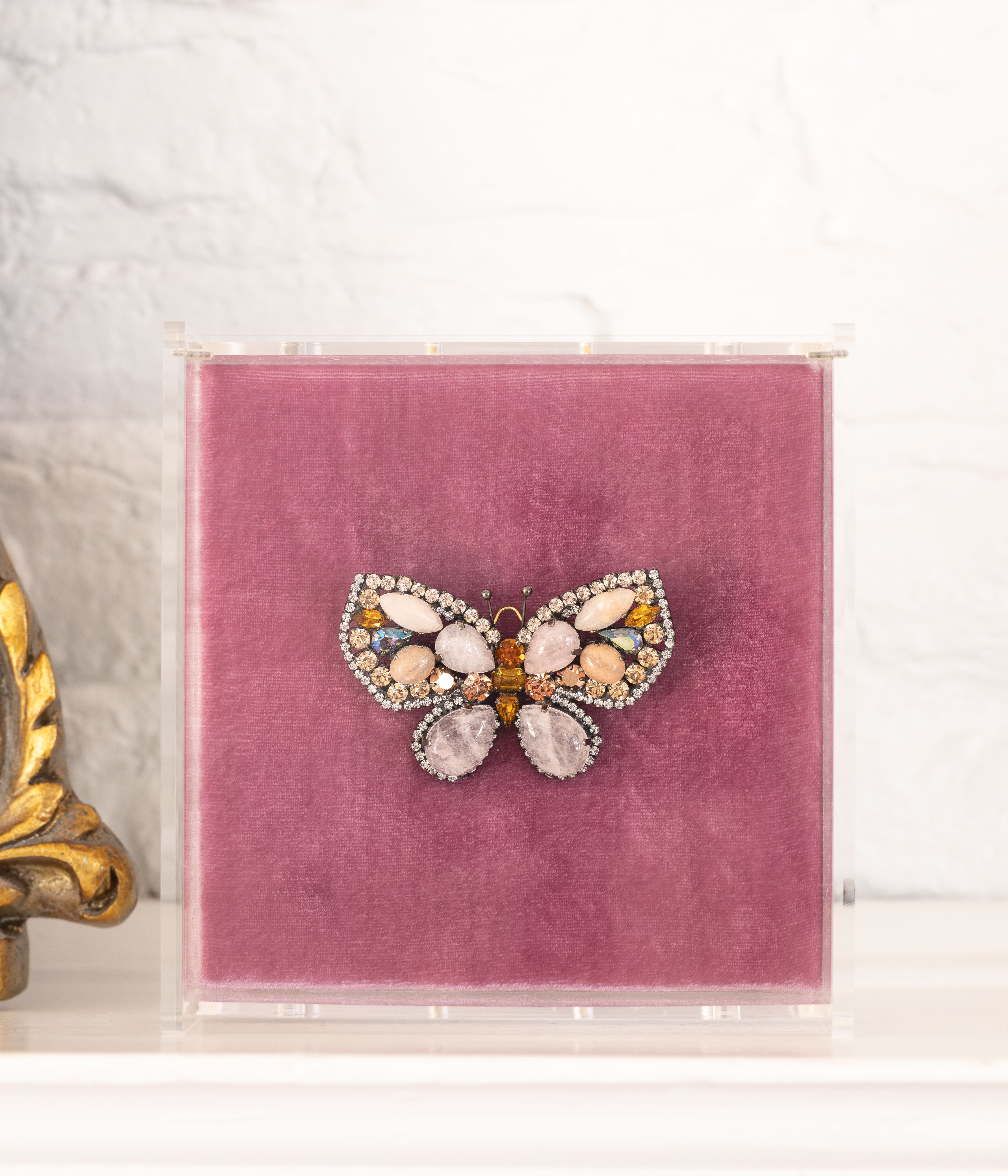 Medium Butterfly in Rose Quartz / Pink Aventurine / Topaz