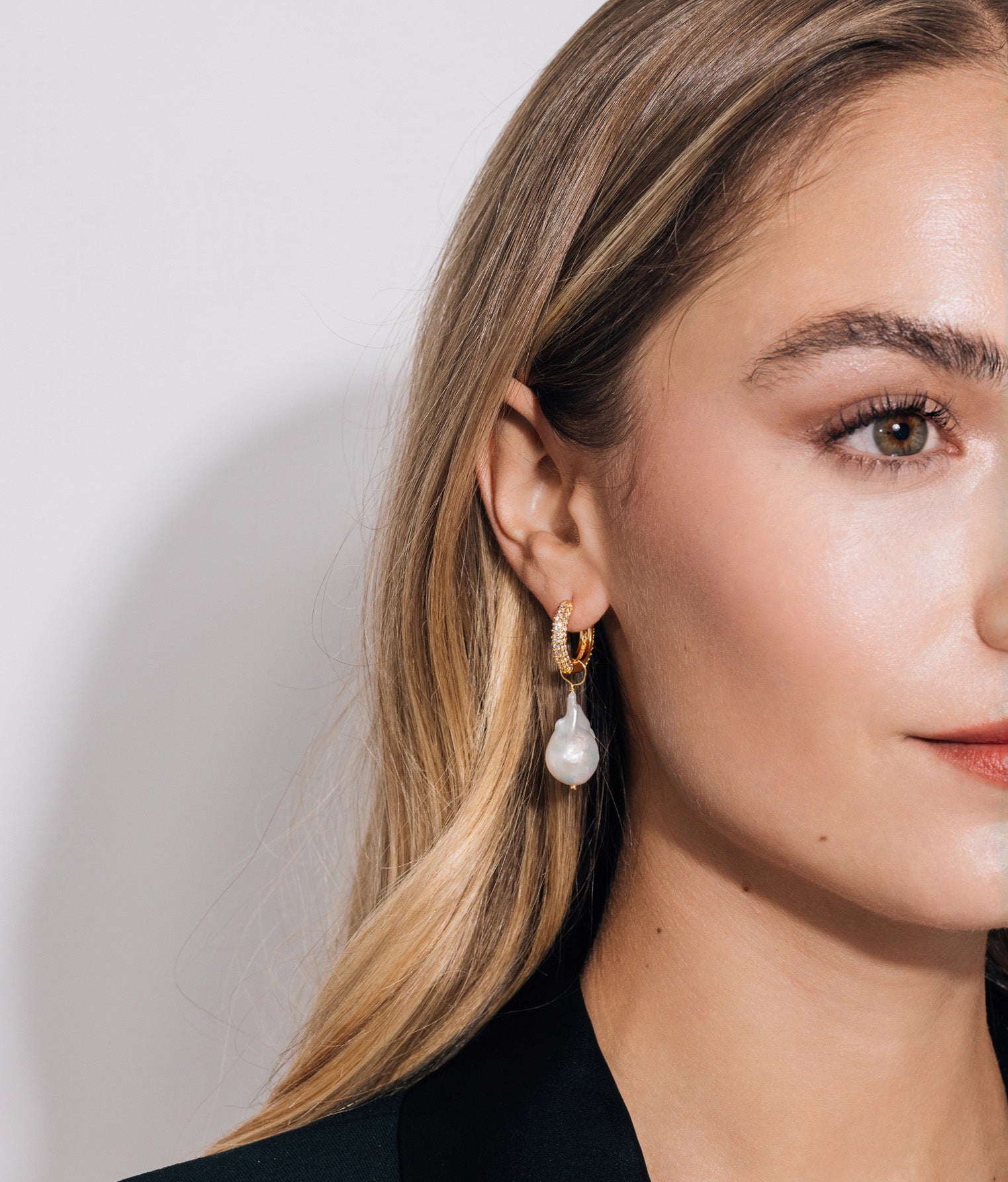 Pavé Huggie Hoops in Gold - Loren Hope